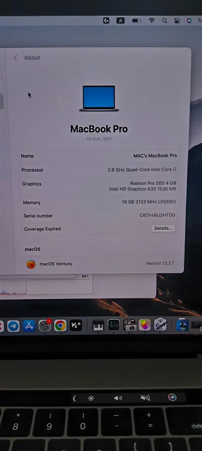 مک‌بوک پرو ۱۶ اینچ تاچ بارCore i7 رم۱۶ حافظه ۱ ترا|رایانه همراه|ملارد, |دیوار