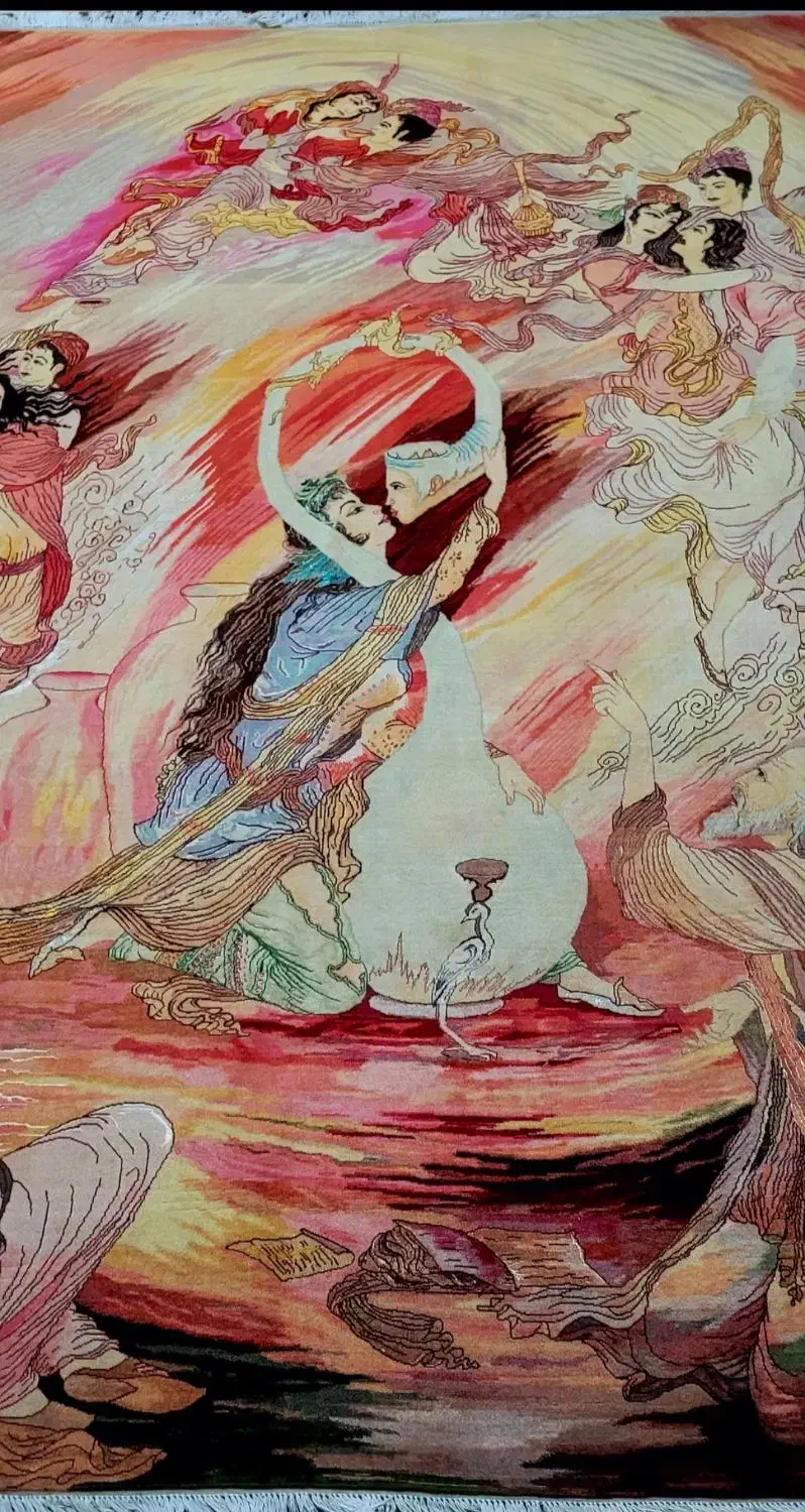 تابلو فرش دستبافت ۵ متری شاهکار بزم خیام ۵۵ رج|تابلو فرش|تهران, پونک|دیوار