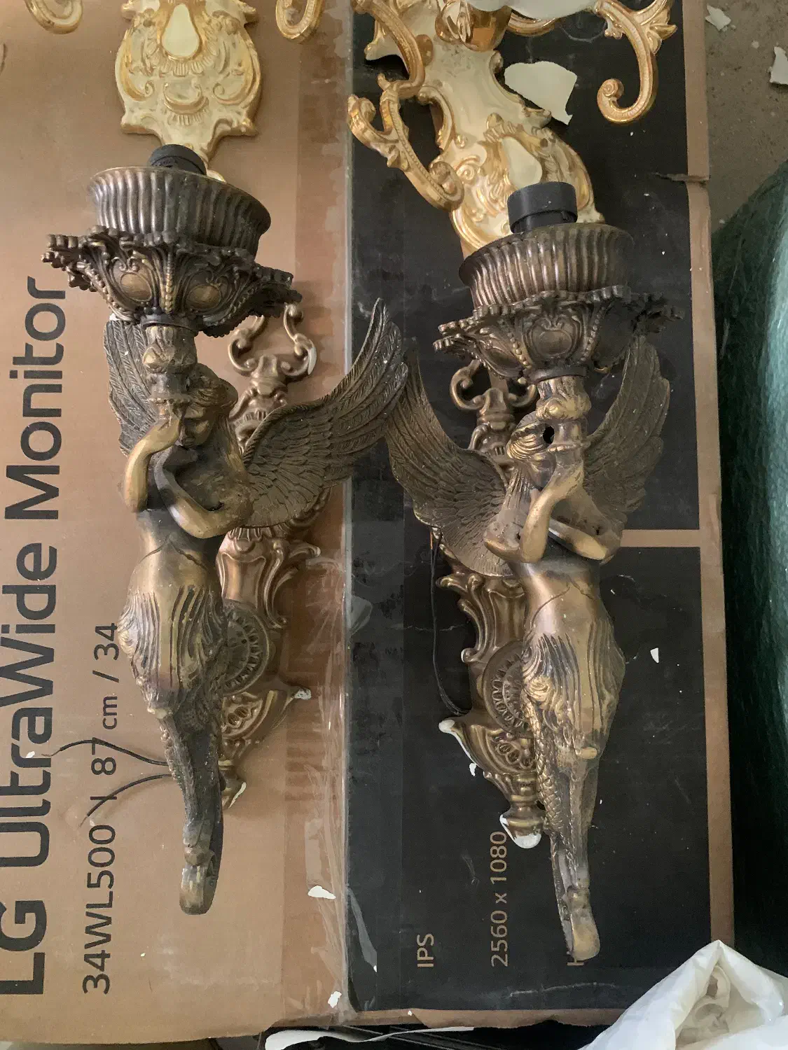 فروش ۴ عدد لوستر تک برنز طرح فرشته و سرامیکی|لوستر و چراغ آویز|شوشتر, |دیوار