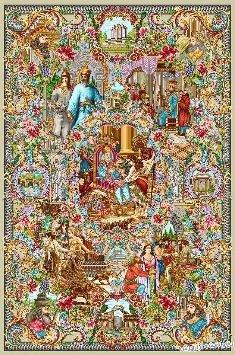 دار فرش نخ نقشه سلاطین با دار بافته شده|تابلو فرش|گرمدره, |دیوار