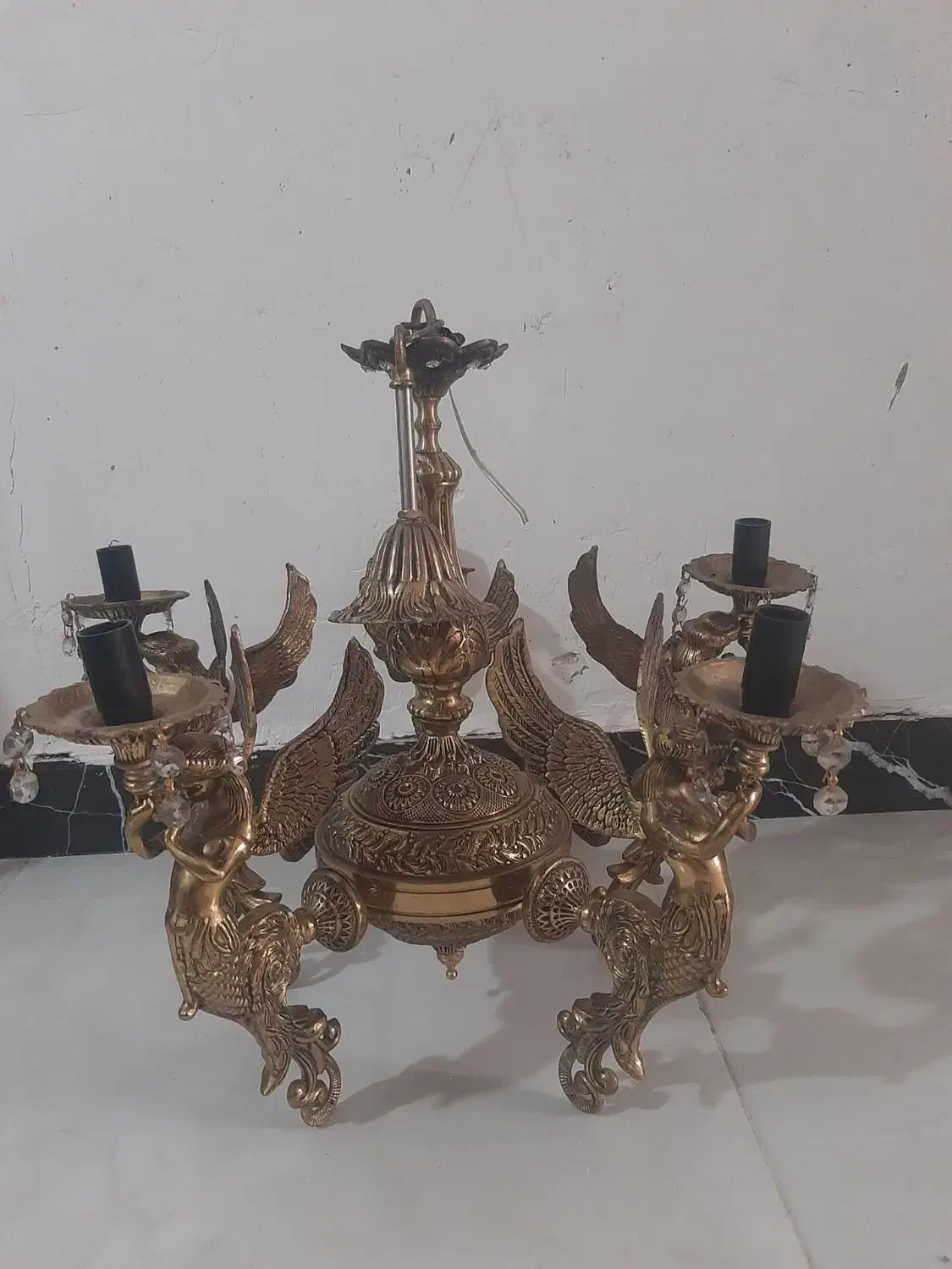 لوستر پنج شاخه|لوستر و چراغ آویز|چهارباغ, |دیوار