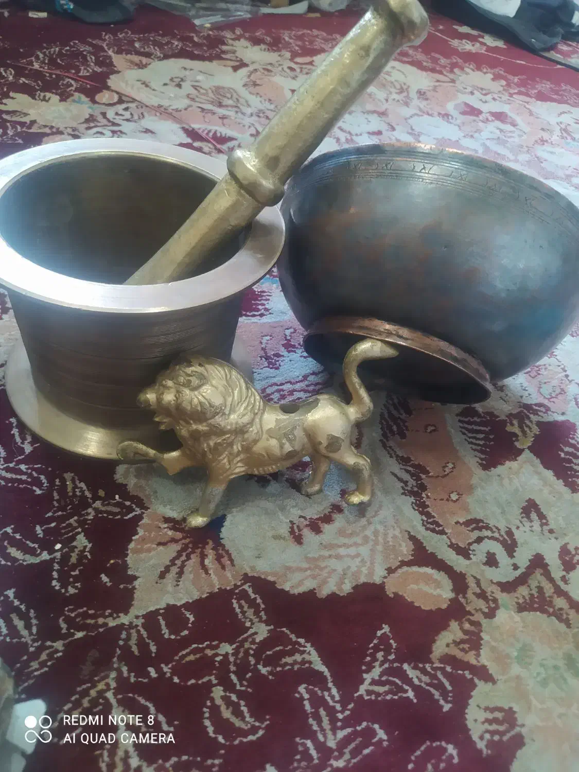 هاونگ برنجی کاسه مسی کعبدار|کلکسیون اشیاء عتیقه|لنجان, |دیوار