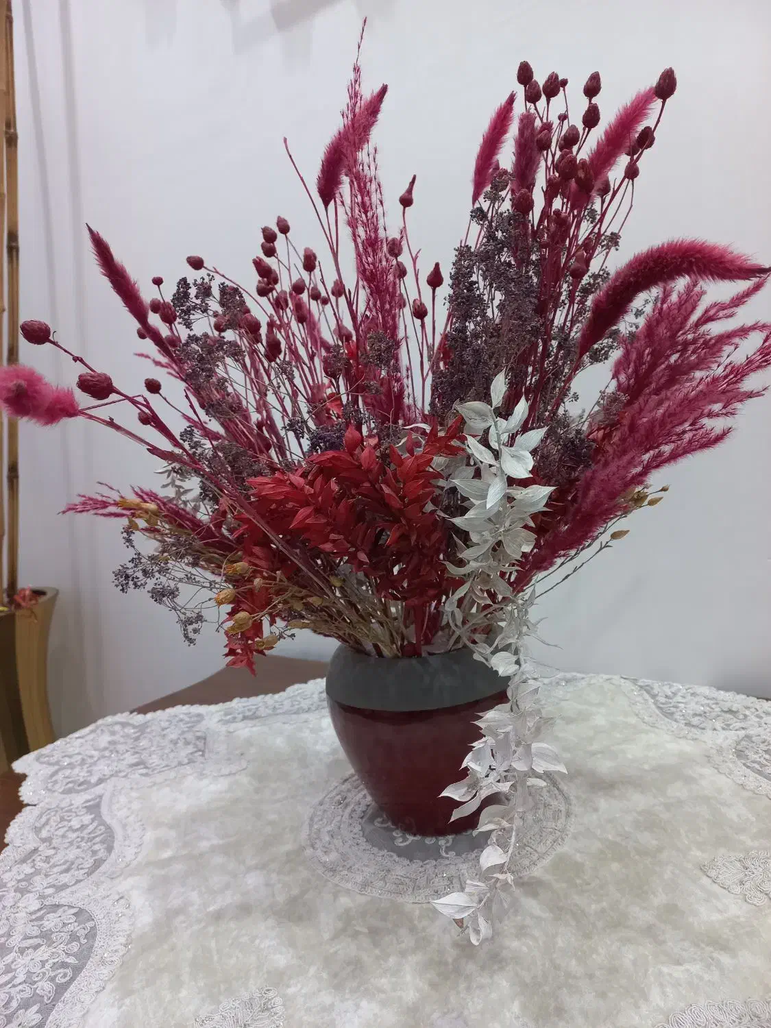 گلدان دکوری با گلهای خشک مصنوعی لاکچری|گل مصنوعی|اهواز, رسالت|دیوار