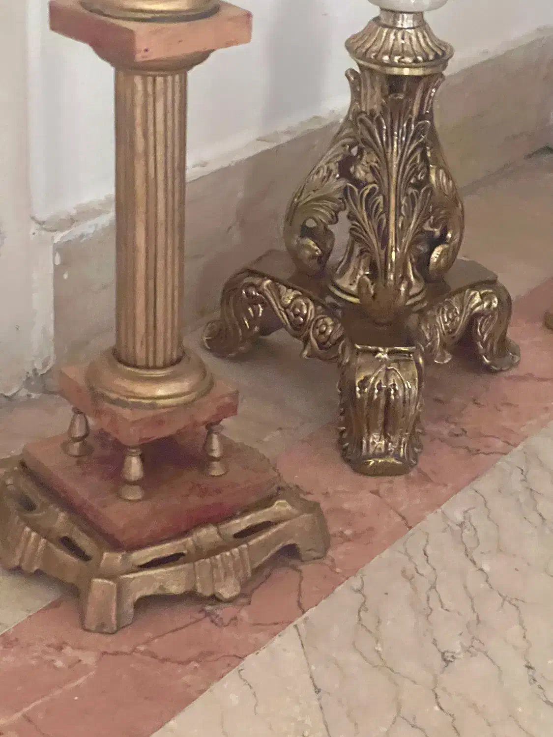 چراغ قدیمی پایه برنزفرانسه قدیمی ۲جفت|کلکسیون اشیاء عتیقه|تهران, پونک|دیوار