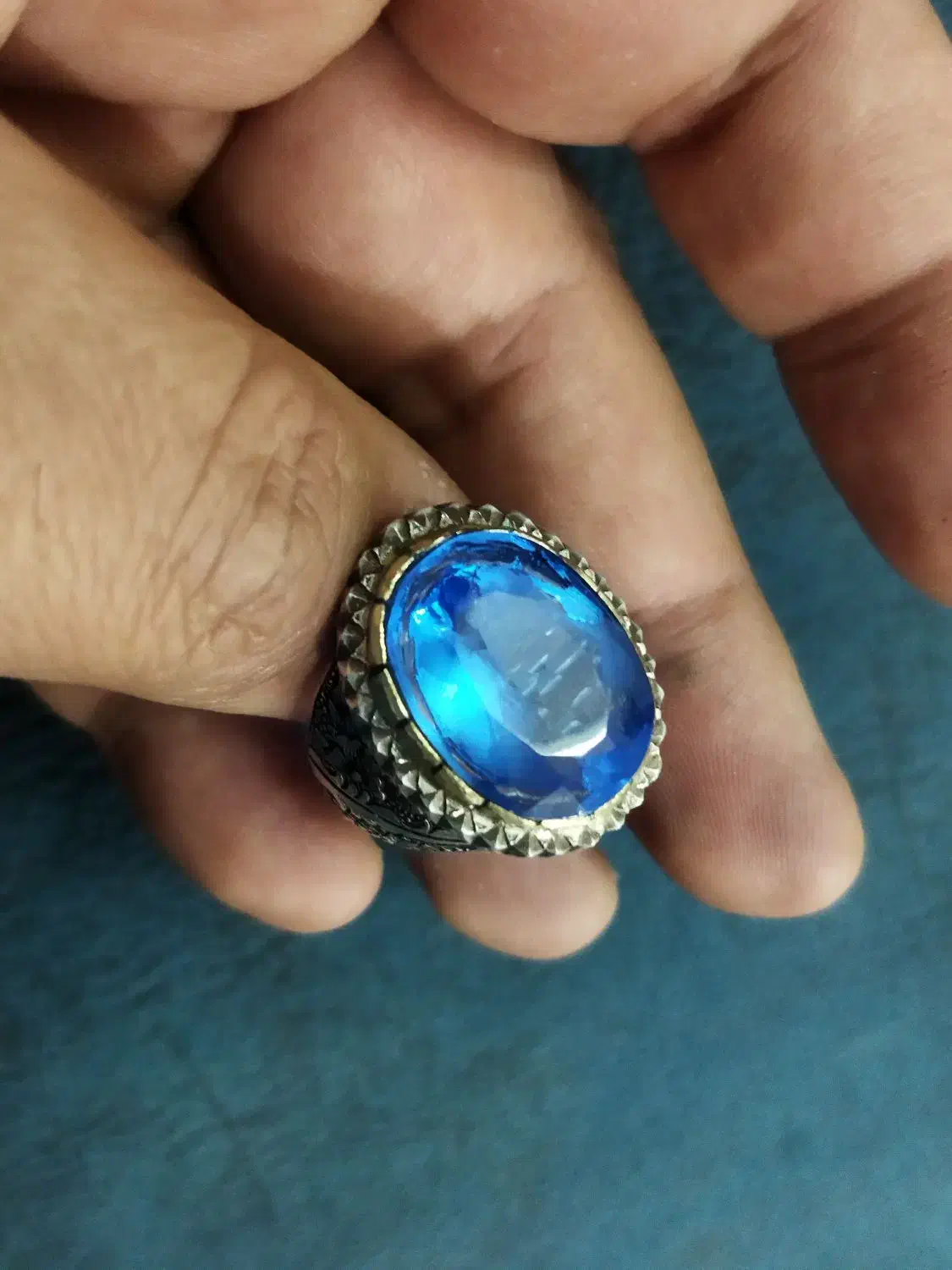 انگشتر دستساز با نگین آبی|بدلیجات|یزد, |دیوار