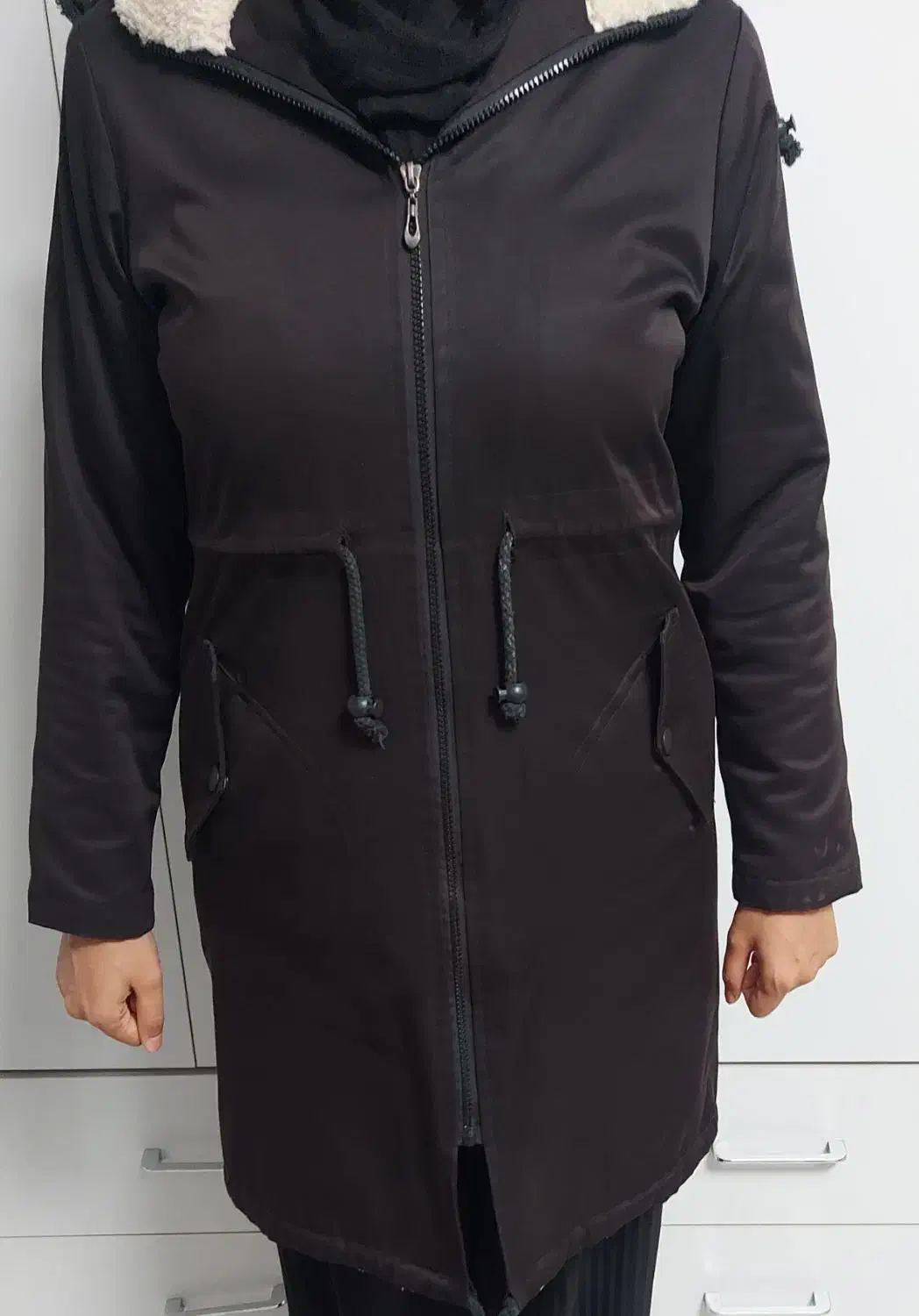 پالتو زنانه سایز ۳۸ تا ۴۲ مشکی کاملا نو و تمیز|لباس|پیشوا, |دیوار