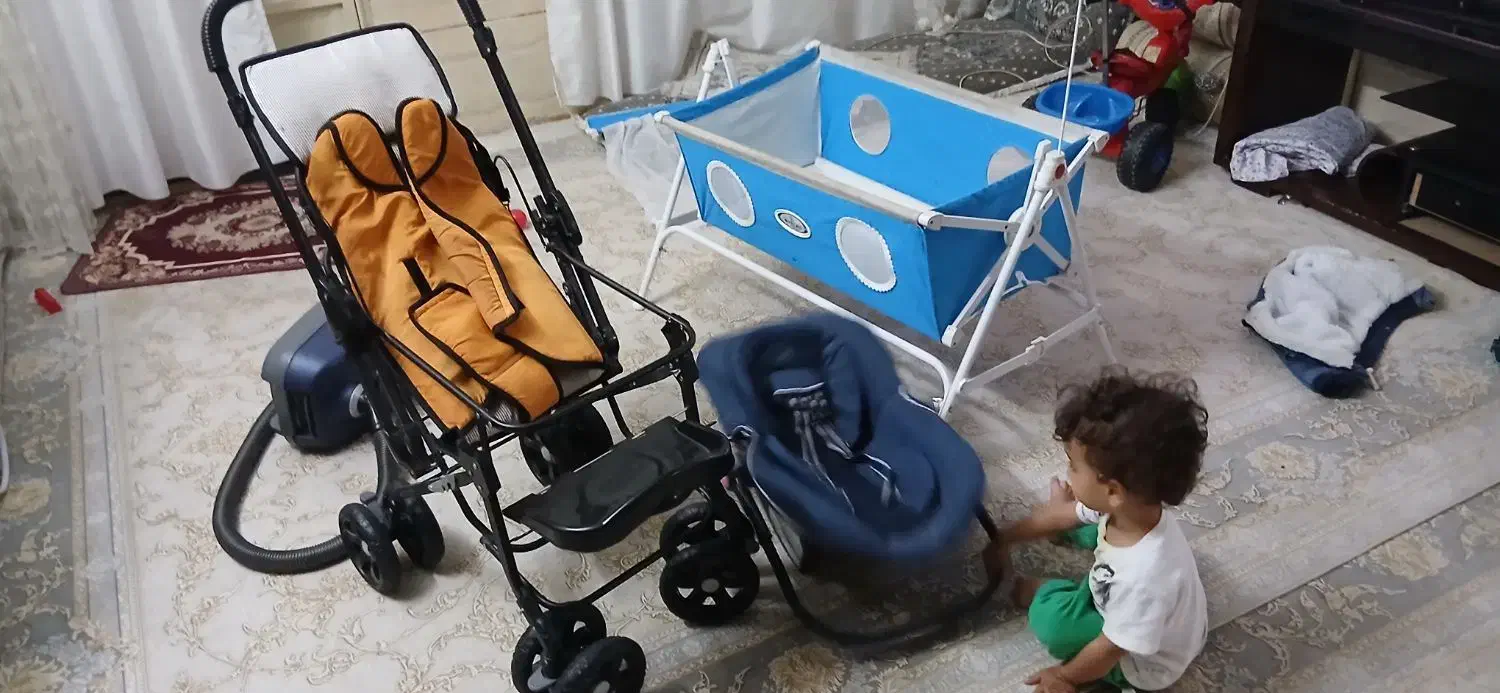 کالسکه با گهواره با نی نی خواب|کالسکه و لوازم جانبی|بردسیر, |دیوار