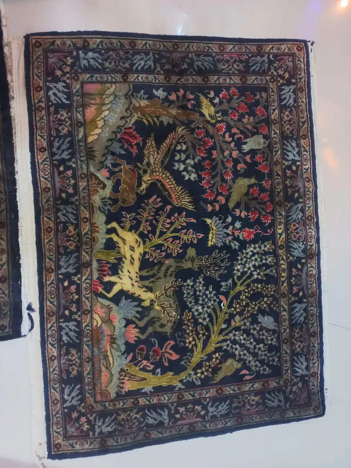 دو تخته فرش پادری یاپشتی دستبافت نایاب،طرح شکارگاه|فرش|خرمآباد, |دیوار