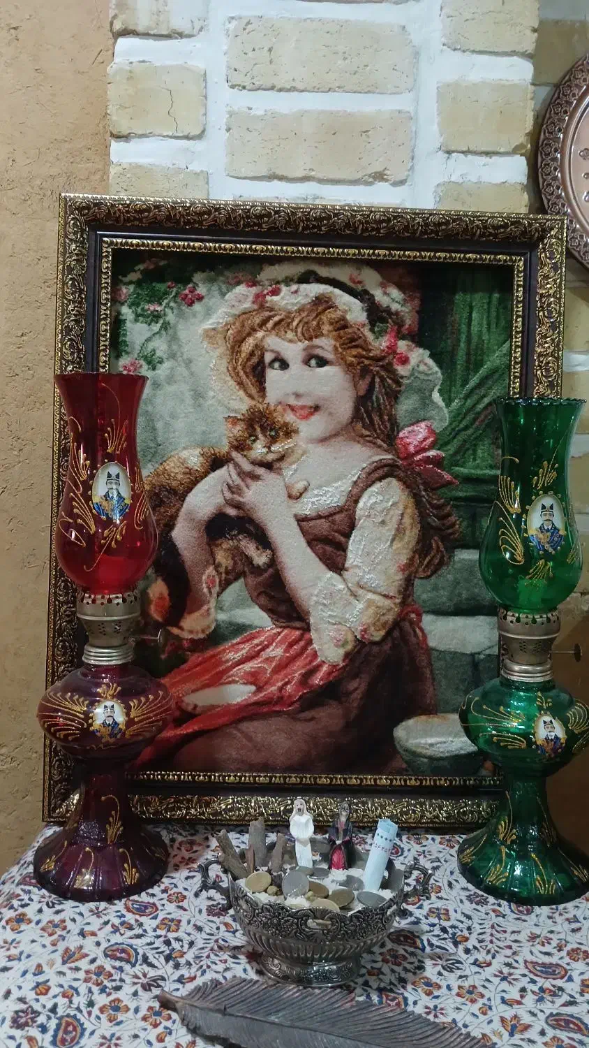 فرش دستباف  بسیار عالی و  با کیفیت  ابعاد ۵۰*۷۰|فرش|گله دار, |دیوار