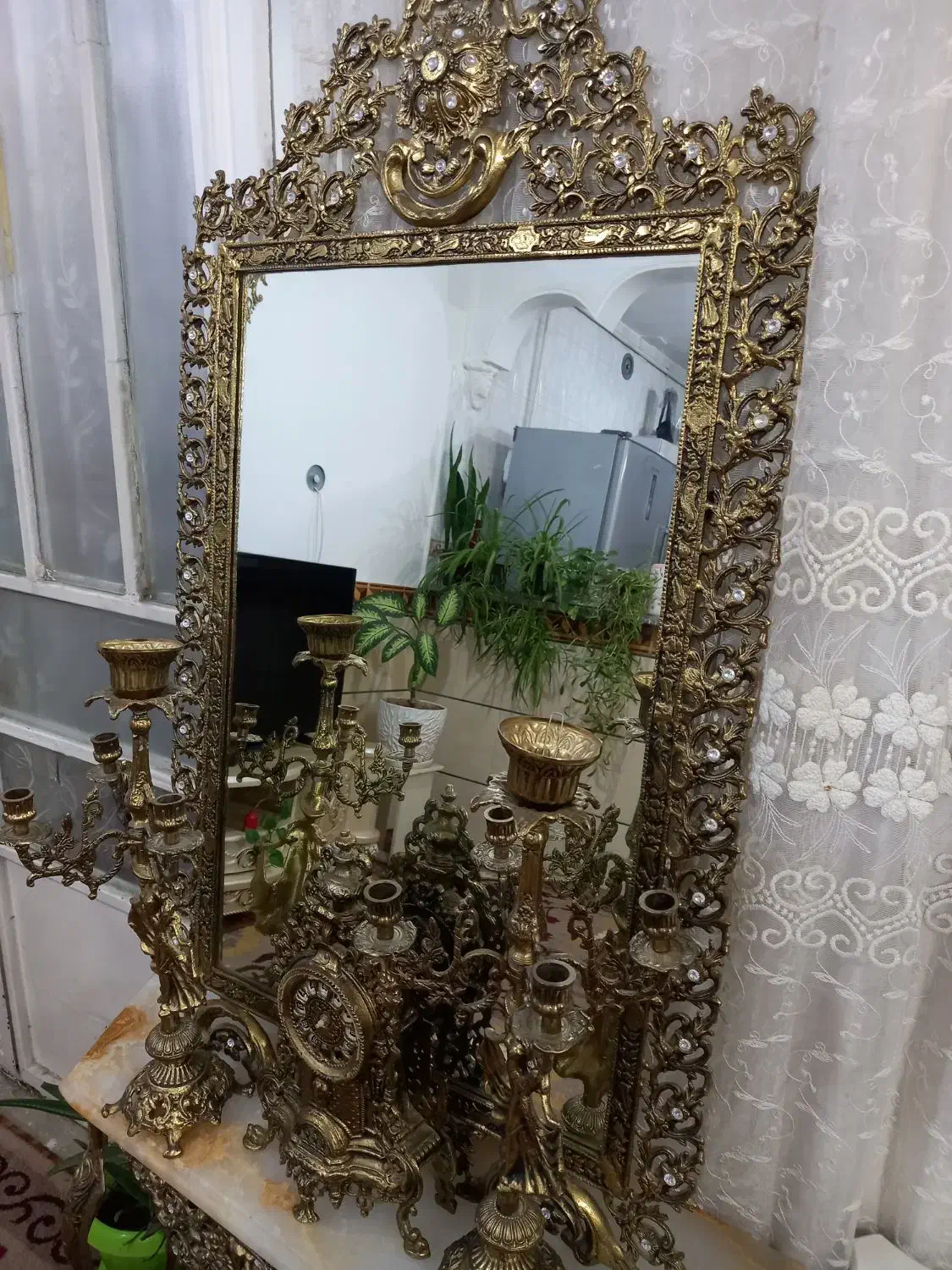 آینه شمعدان برنز|آینه|نظرآباد, رسالت|دیوار