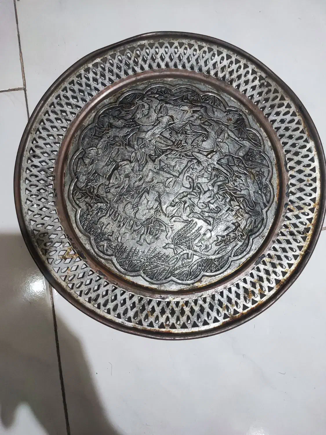 سینی و لگن مسی قدیمی|کلکسیون اشیاء عتیقه|تهران, سبلان (لشگر)|دیوار