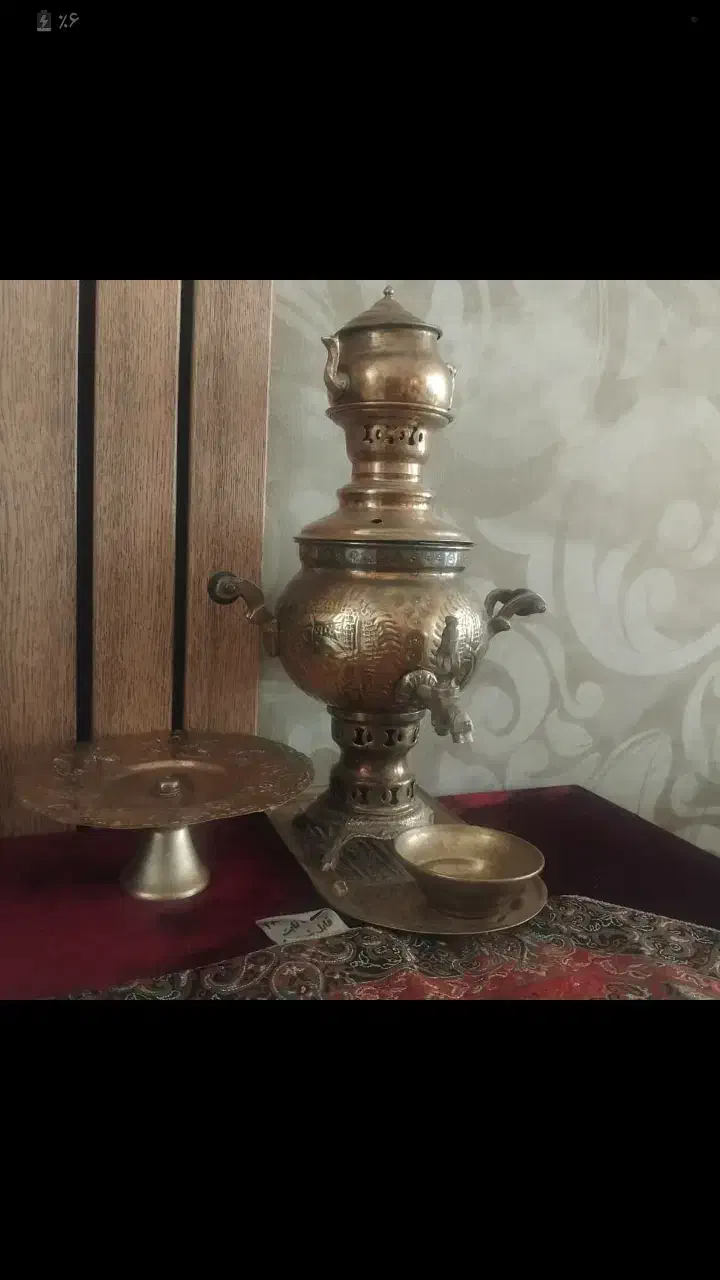 سماور ذغالی یک ونیم لیتری باسینی وقوری محکم|سماور، چای‌ساز، قهوه‌ساز|شیراز, تاچارا|دیوار