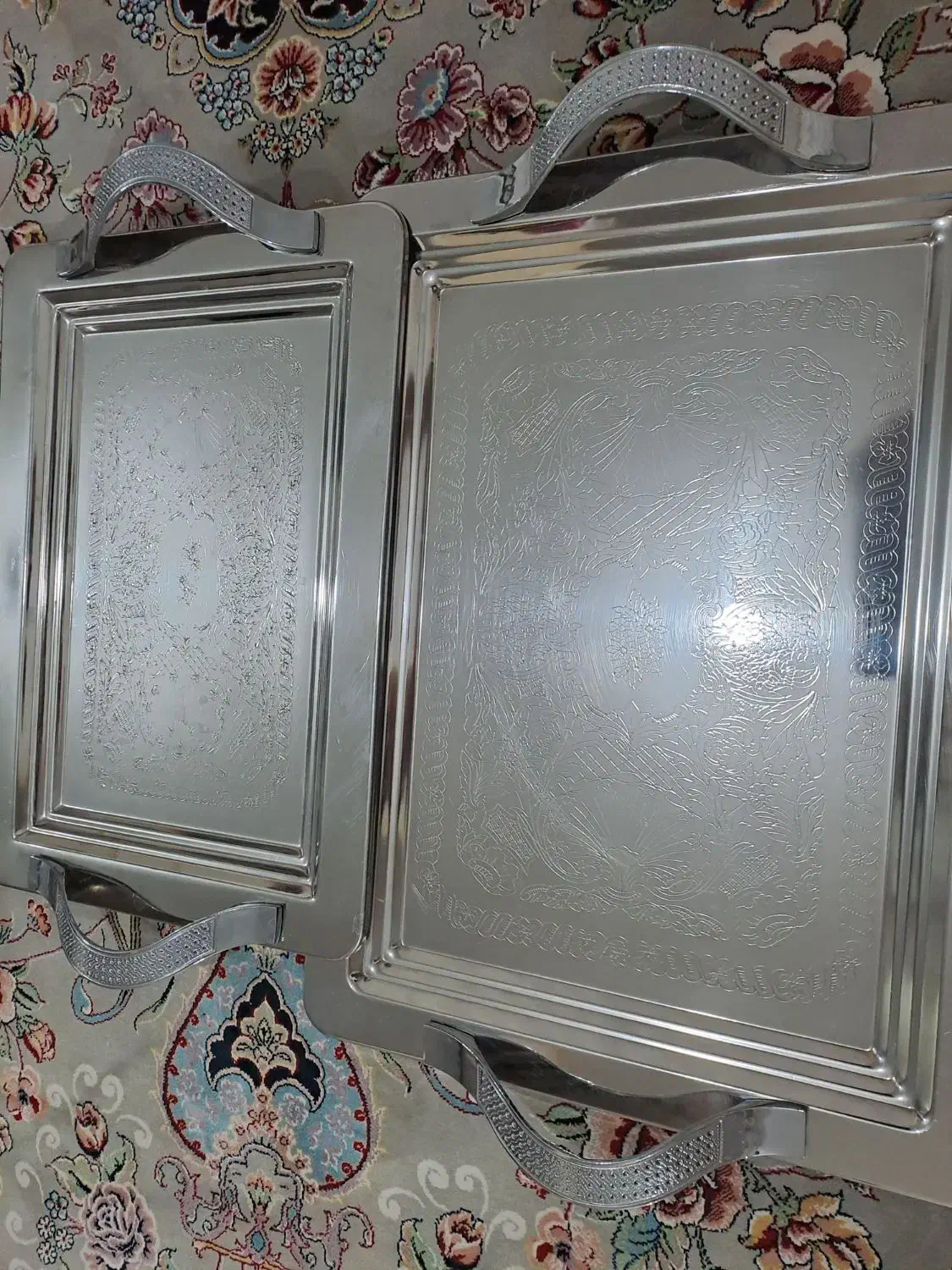 ۱جفت سینی استیل|ظروف سرو و پذیرایی|هشتگرد, هشتگرد قدیم|دیوار