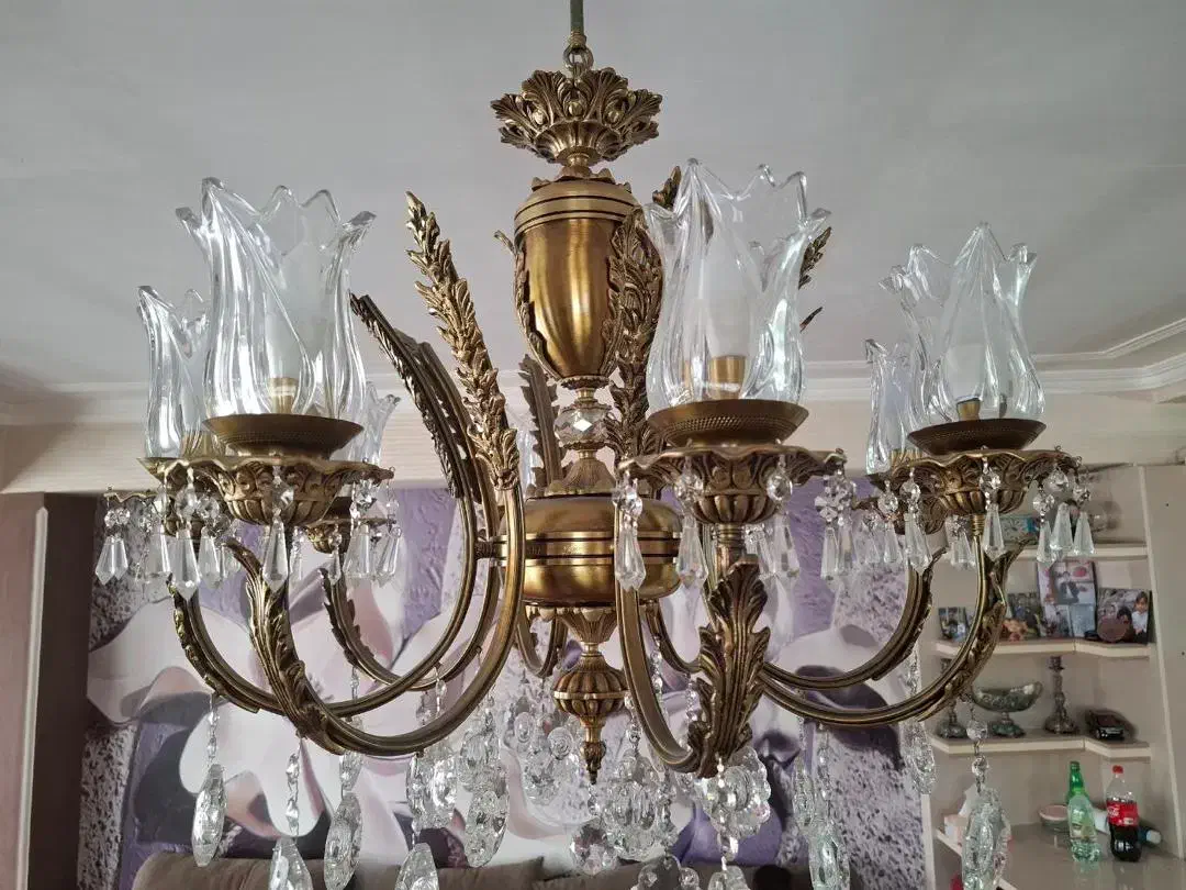 لوستر برنزی هشت شاخه|لوستر و چراغ آویز|تبریز, |دیوار