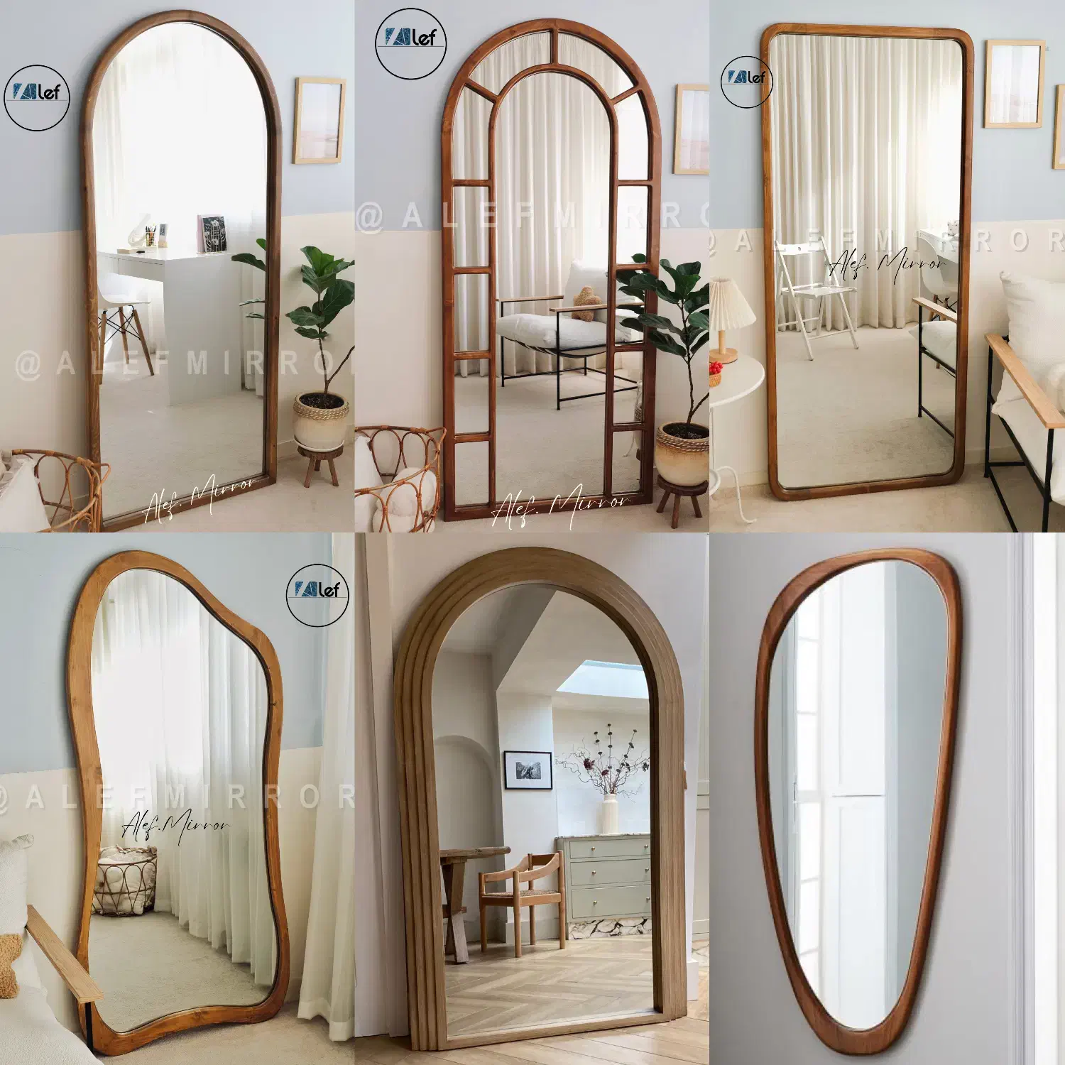 انواع آینه های دیواری الف با چوب روس|آینه|تهران, اتحاد|دیوار