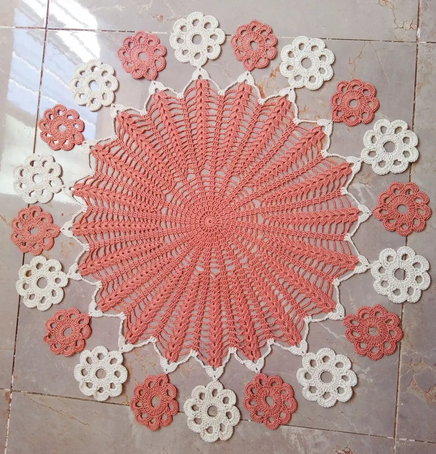 رومیزی شکوفه در ابعاد 50 *50|پرده، رانر، رومیزی|زرند, |دیوار