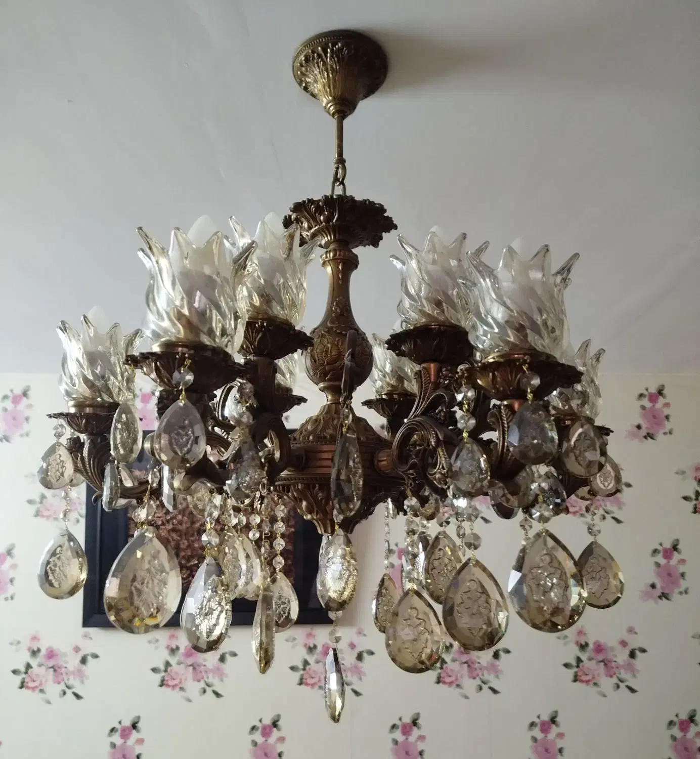 لوستر ۶ شاخه ۱۲ شعله|لوستر و چراغ آویز|زنجان, |دیوار