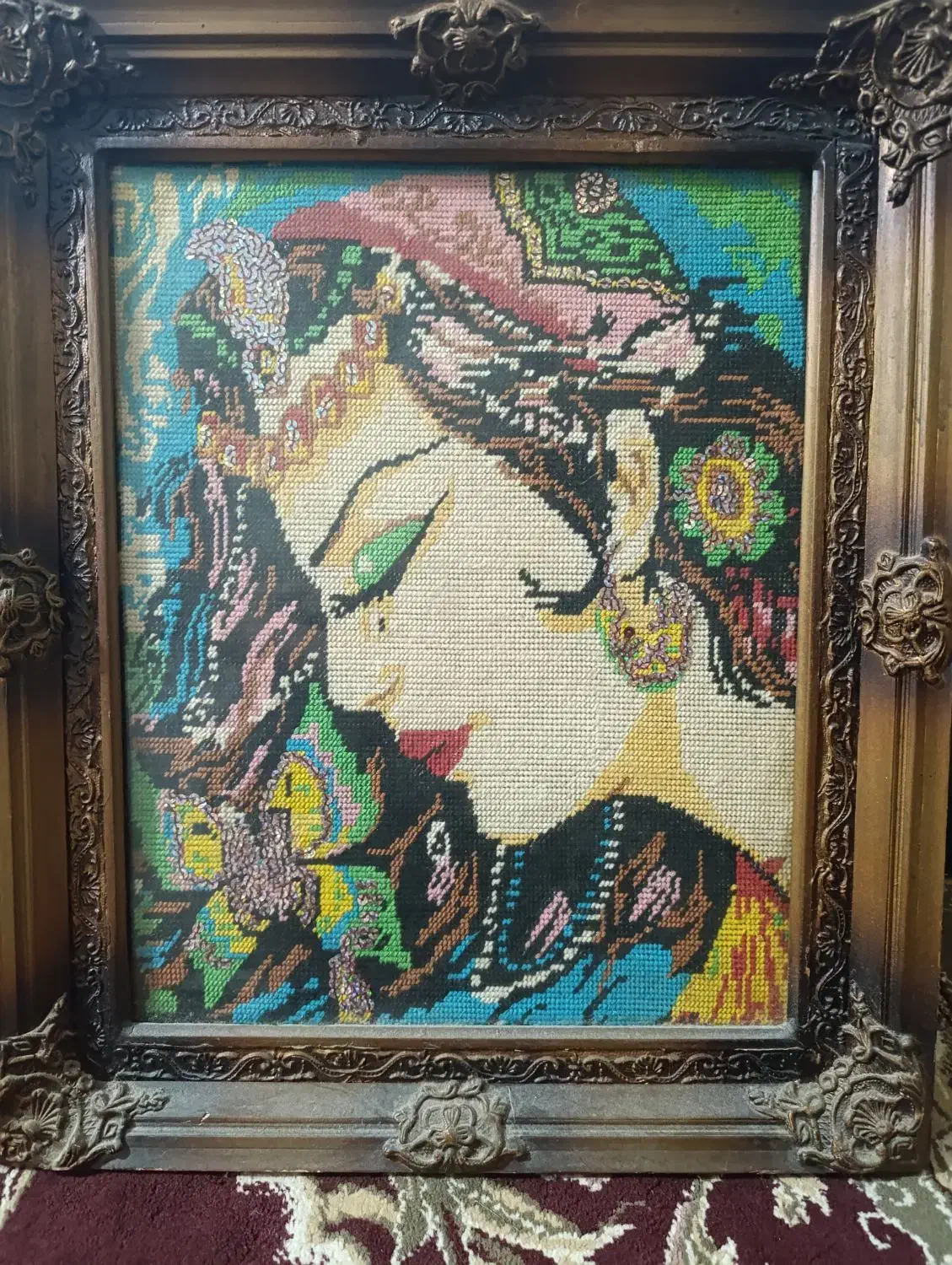 تابلوکوبلن دست دوزقدیمی|صنایع دستی و سایر لوازم تزئینی|گرگان, |دیوار