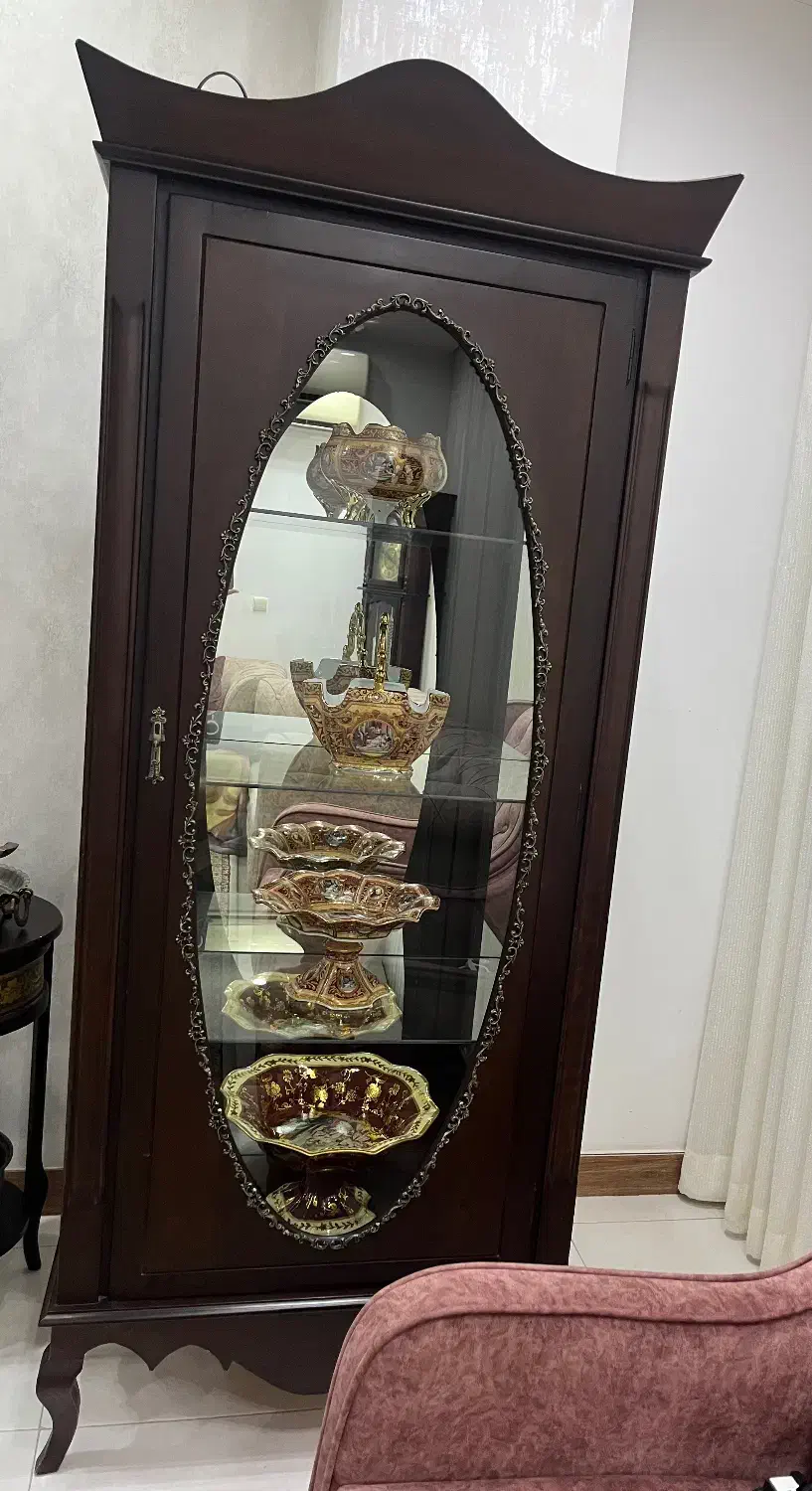 بوفه چوبی شیشه ای|بوفه، ویترین، کنسول|ساری, |دیوار