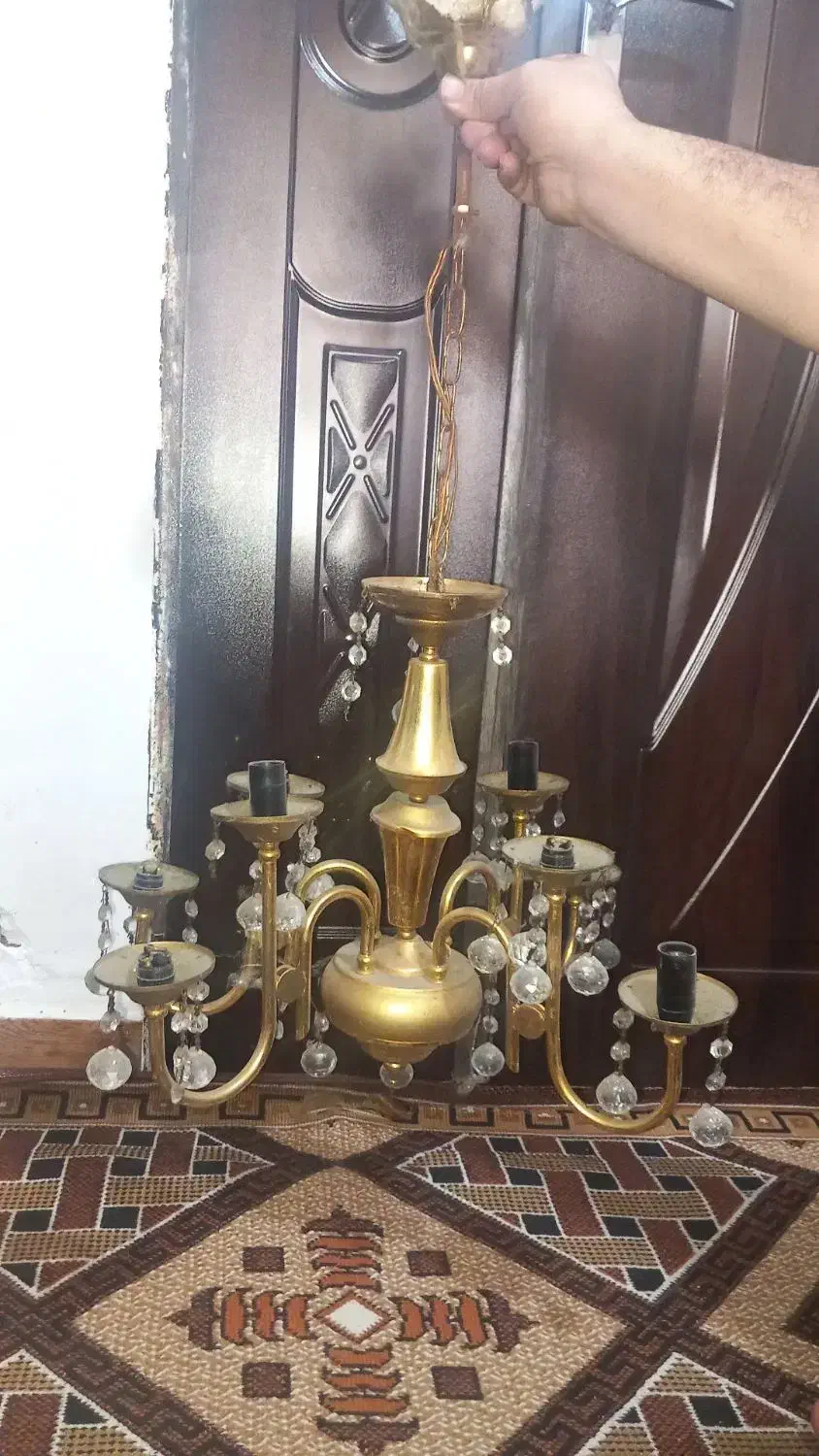 لوستر برنز سه تا چهارشاخه یدونه یک سه شاخه|لوستر و چراغ آویز|اردبیل, |دیوار