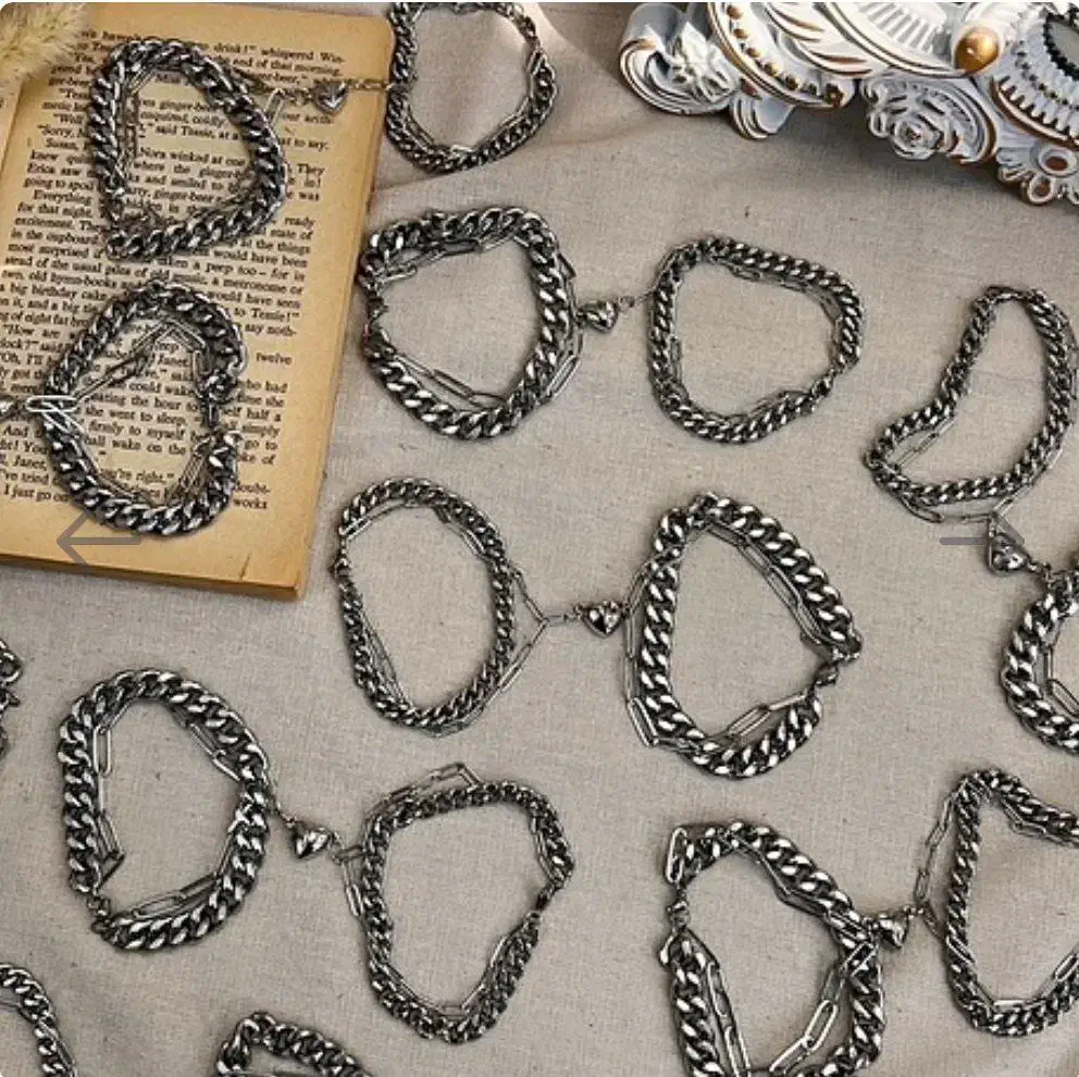 ست دو تایی دستبند مگنتی دوبل مگنتی زنجیر استیل|بدلیجات|یزد, |دیوار