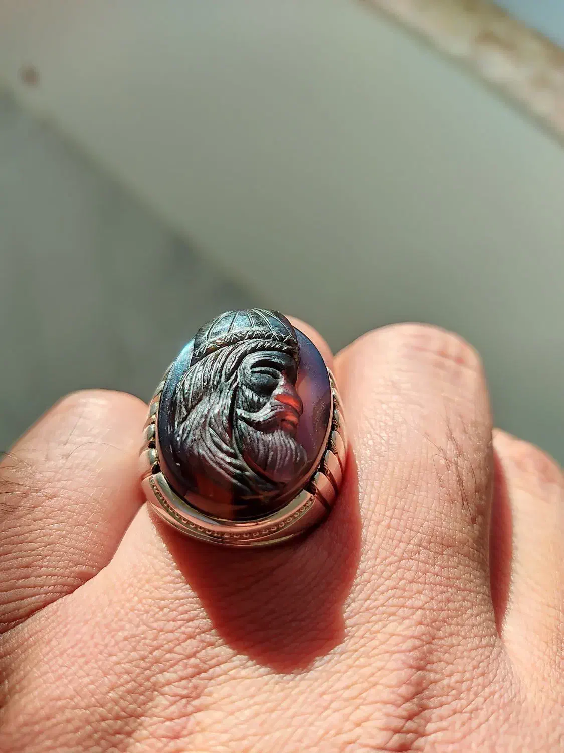 انگشتر نقره عقیق کبود دو رنگ یمنی رخ درویش دستساز|جواهرات|اردبیل, |دیوار