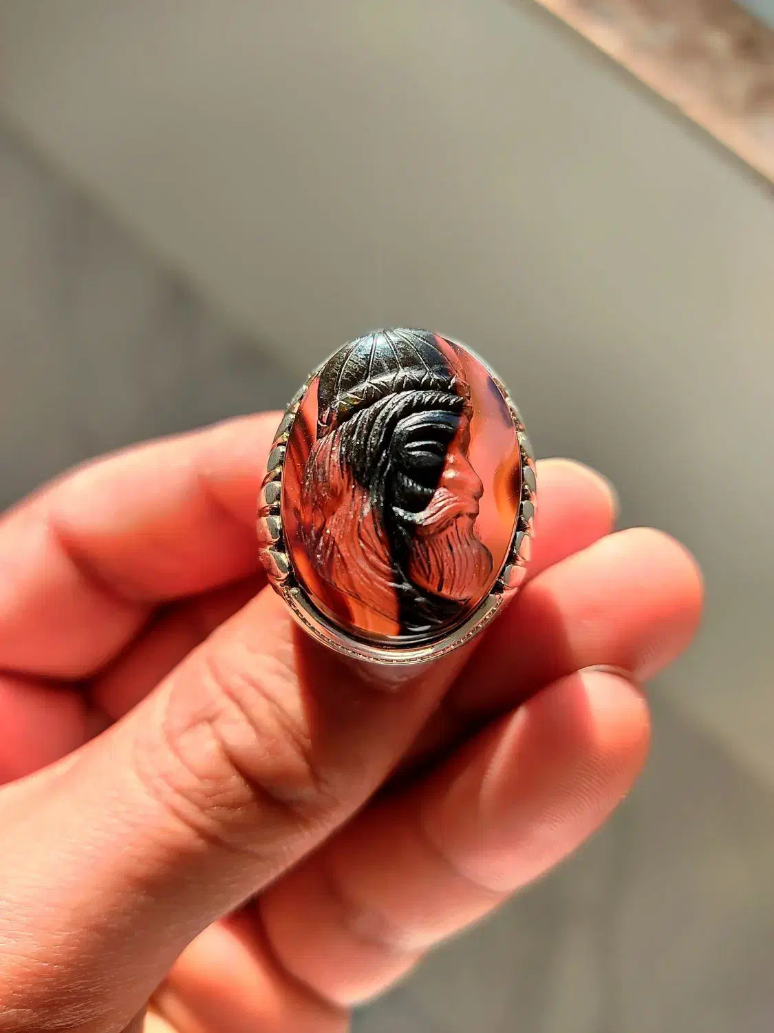 انگشتر نقره عقیق کبود دو رنگ یمنی رخ درویش دستساز|جواهرات|اردبیل, |دیوار