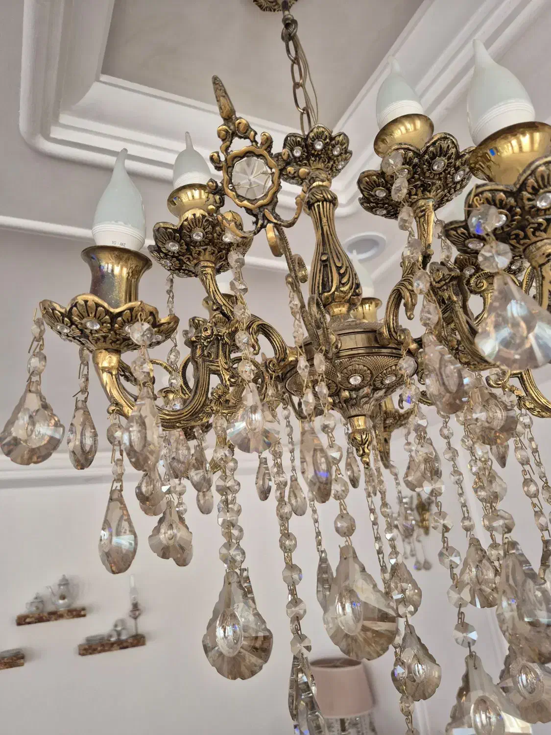 لوستر برنز  ۵ شاخه دوبل|لوستر و چراغ آویز|ملایر, |دیوار