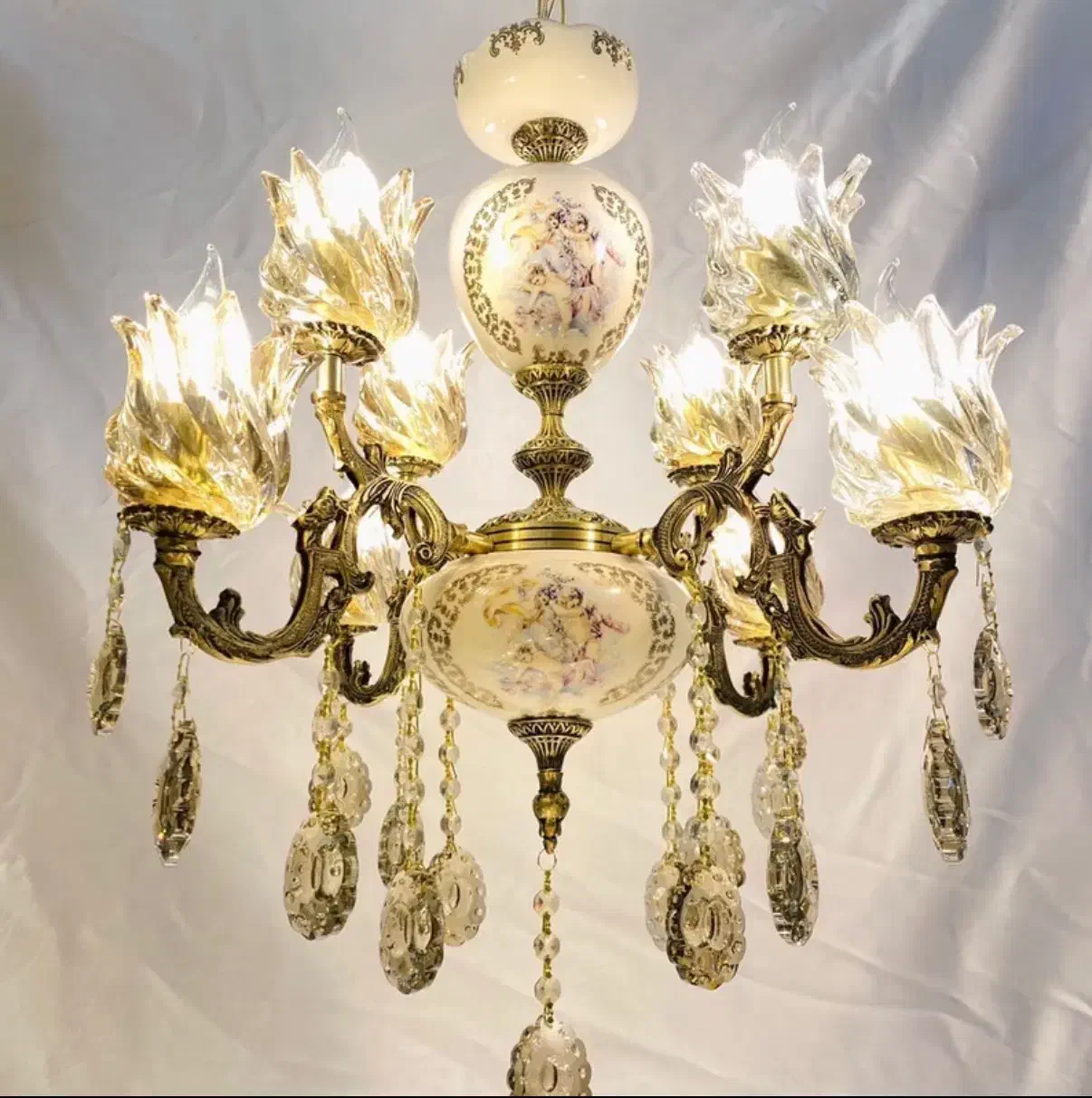 لوستر سرامیک نقاشی هشت شعله/تعویض لوسترکهنه با نو|لوستر و چراغ آویز|تهران, نعمت‌آباد|دیوار