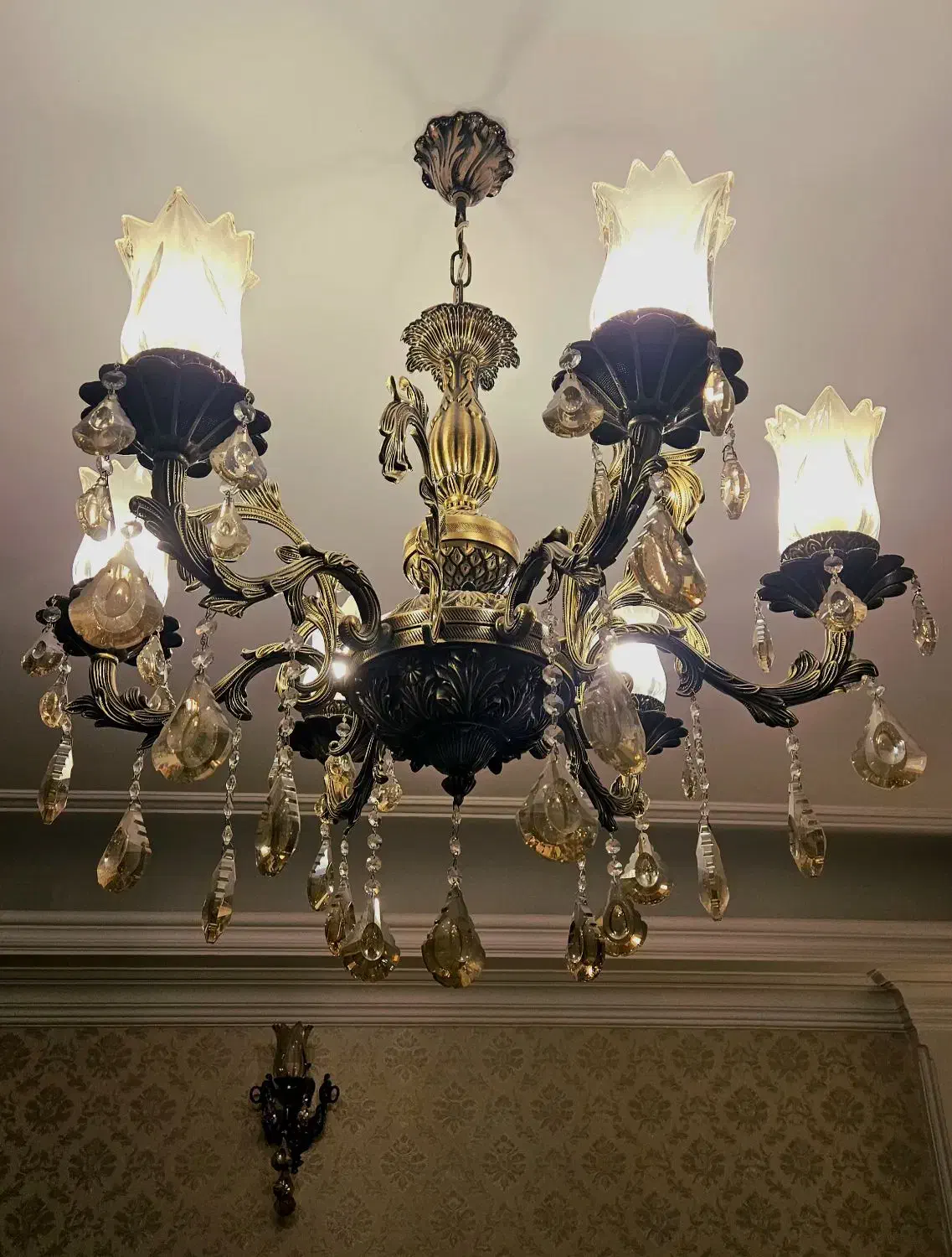 2 عدد لوستر برنزی لوکس + ۳ عدد دیوارکوب|لوستر و چراغ آویز|مشهد, دانشجو|دیوار