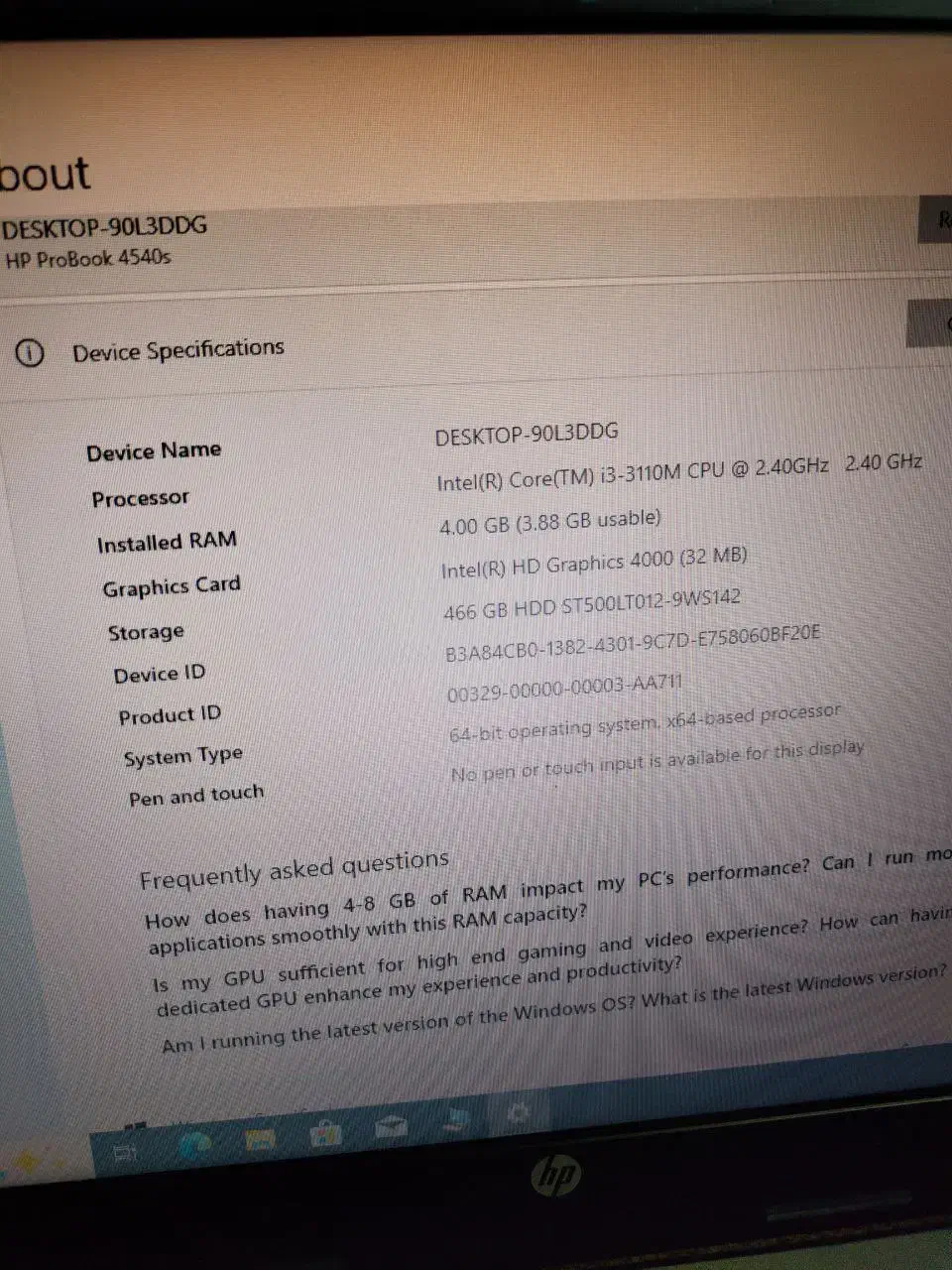 لپتاپ اچ پی 4540sباگرافیک مجزا|رایانه همراه|آبادان, |دیوار