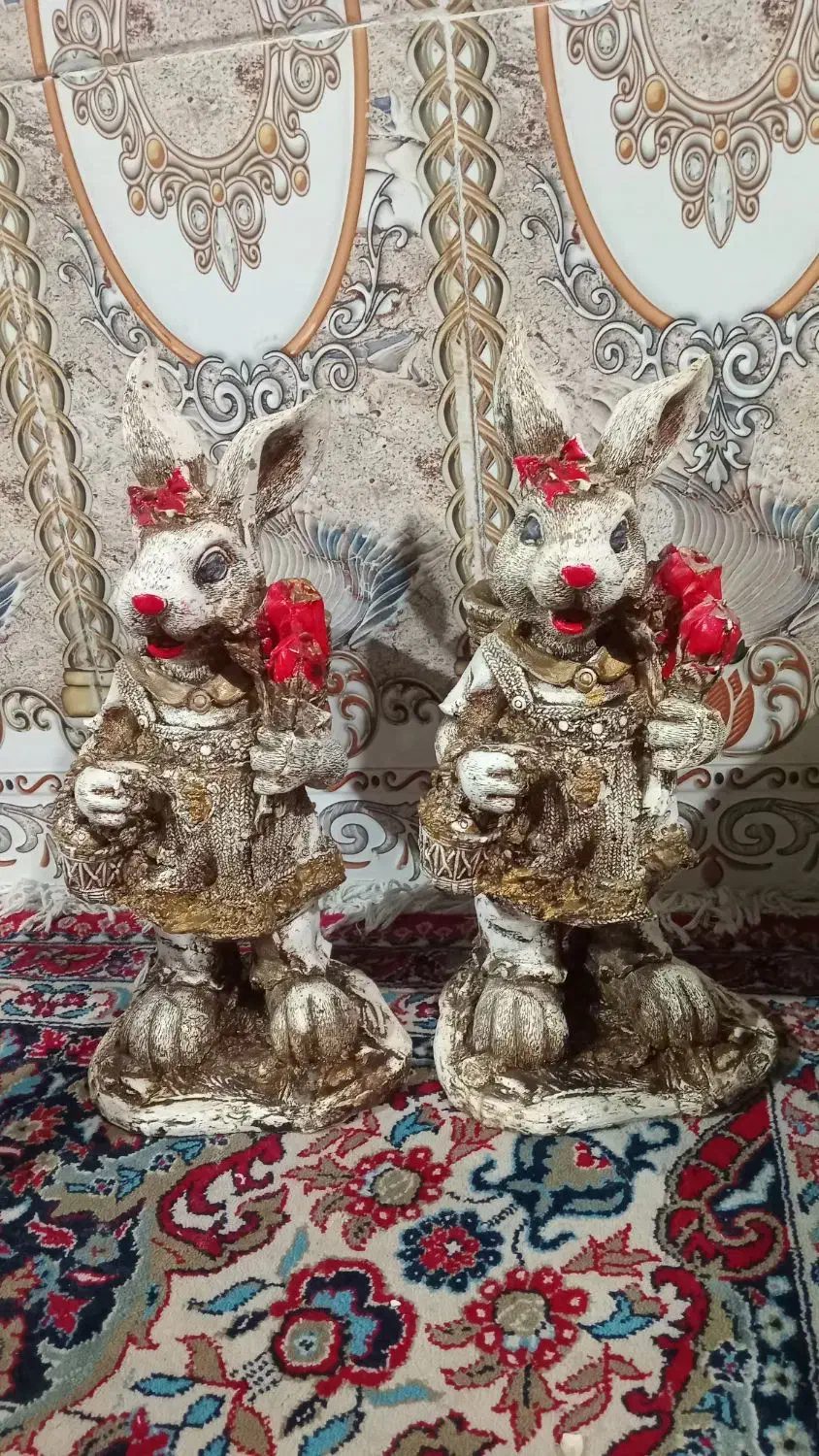 مجسمه خرگوش و گربه|مجسمه، تندیس، ماکت|خاش, |دیوار