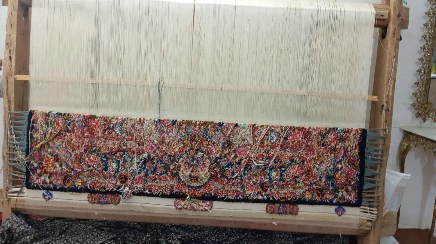 فرش نیمه کاری سالاری چله ابریشم|فرش|تبریز, |دیوار