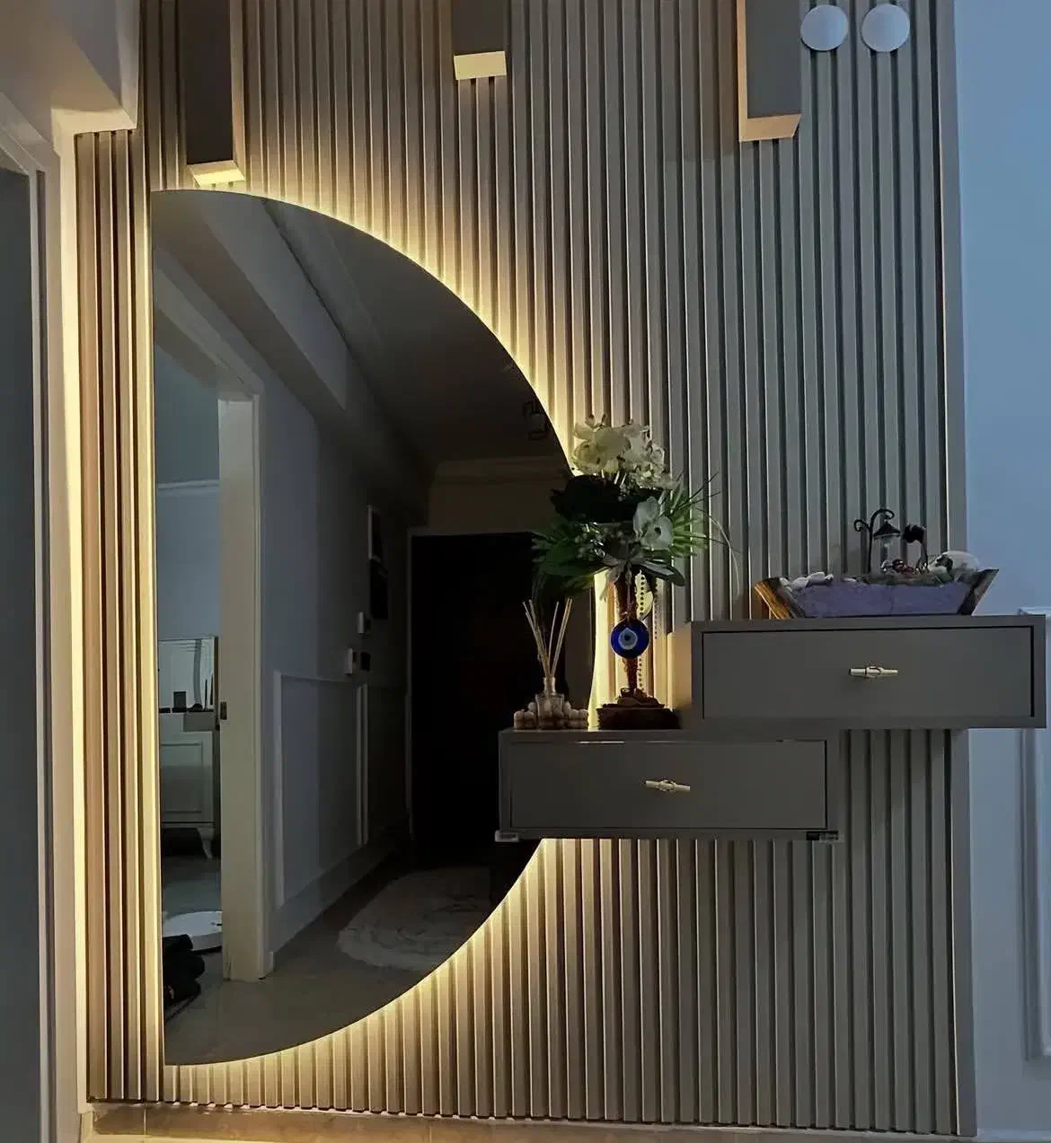 آینه نیم دایره همراه نور ابعاد سفارشی|آینه|بابل, |دیوار