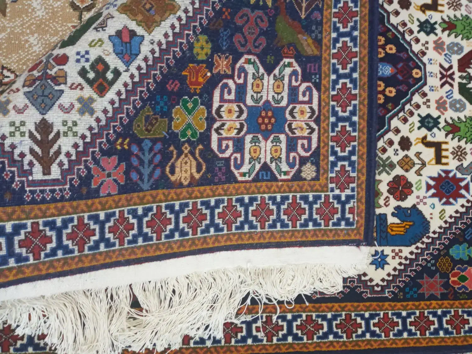 قالی دستباف یک در یک ونیم|فرش|خرم بید, |دیوار