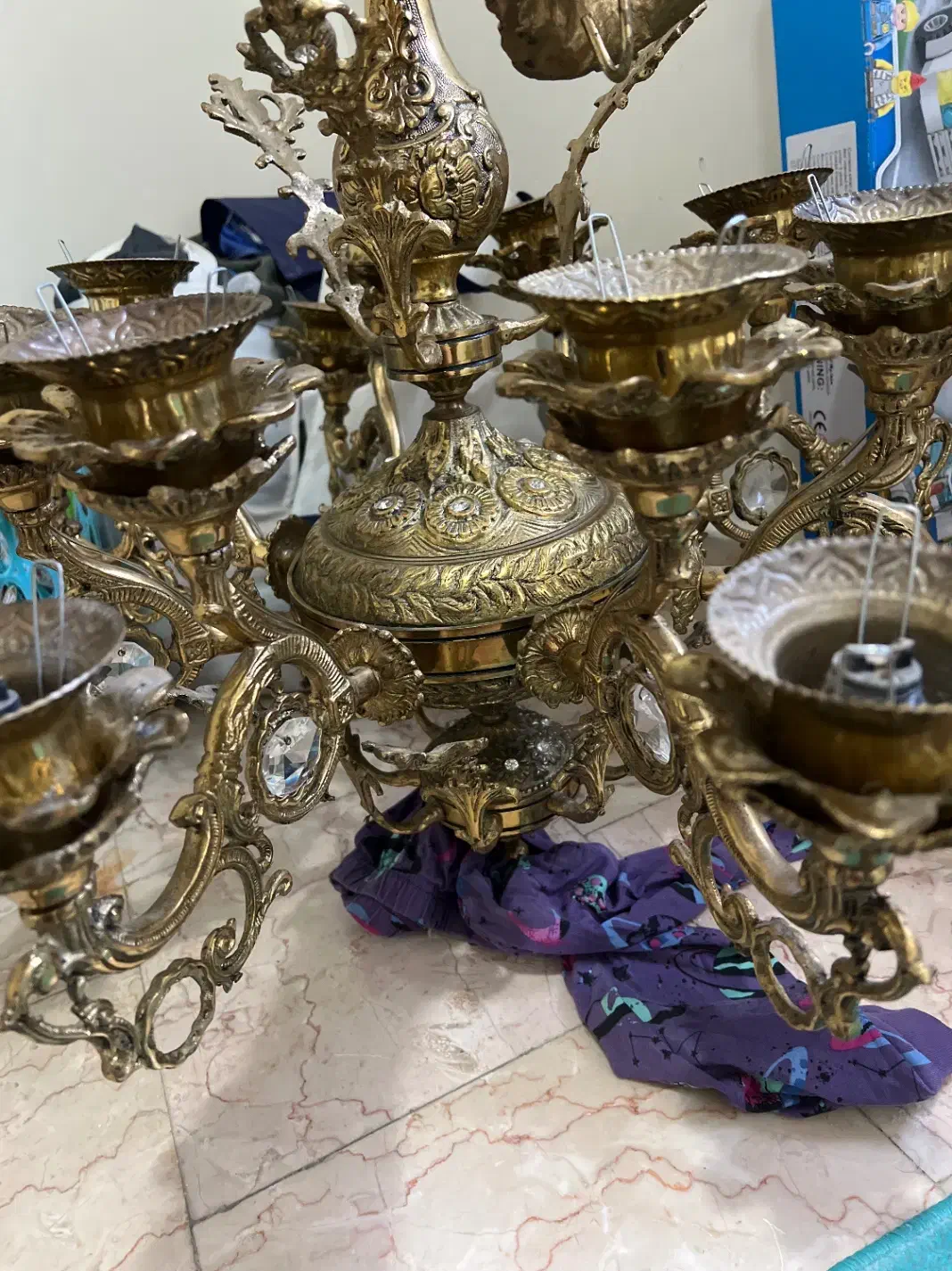 لوستر برنجی۱۶ شعله|لوستر و چراغ آویز|تهران, طرشت|دیوار