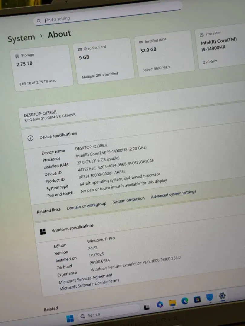 ASUS ROG G814JVR I9/32GB/3TB/8G RTX4060|رایانه همراه|تهران, میدان ولیعصر|دیوار