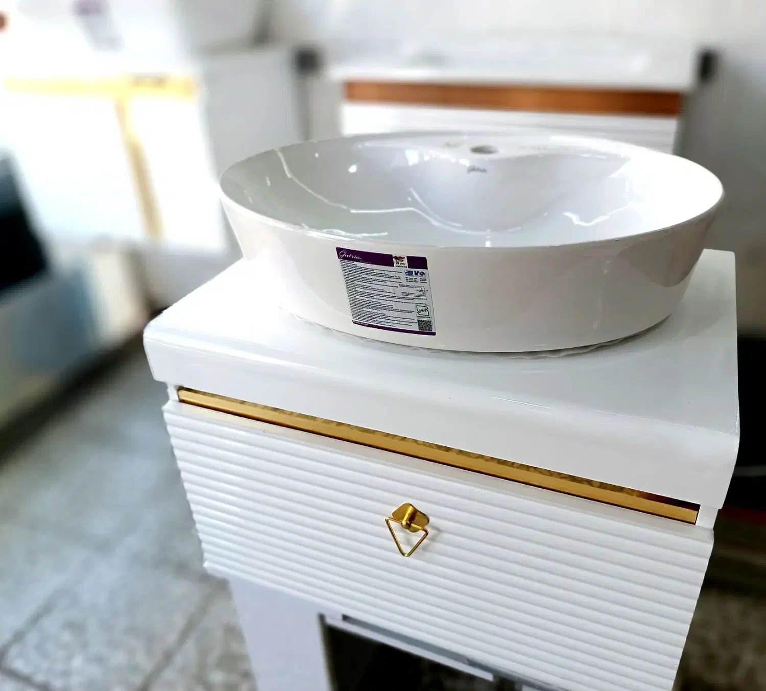 روشویی مدل بامبو نوار طلایی ۴۰×۶۰|لوازم سرویس بهداشتی|سقز, |دیوار