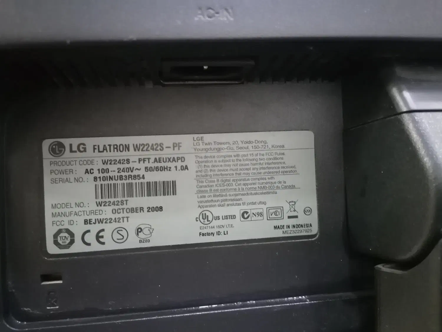 مونیتور الجی 22 اینچ تمیز|قطعات و لوازم جانبی رایانه|مشهد, نوید|دیوار