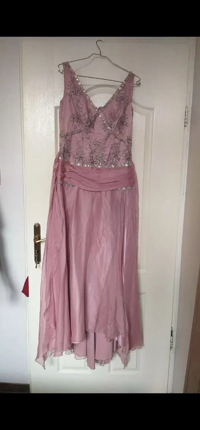 لباس مجلسی صورتی حریر گیپور همراه کت|لباس|ری, شهادت|دیوار