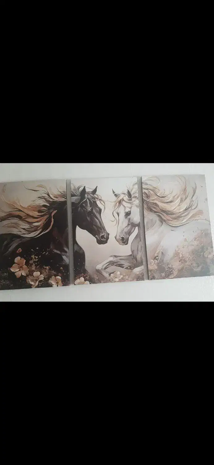 تابلو اسب سه تیکه بزرگ|تابلو، نقاشی، عکس|رباط‌کریم, رباط‌کریم|دیوار