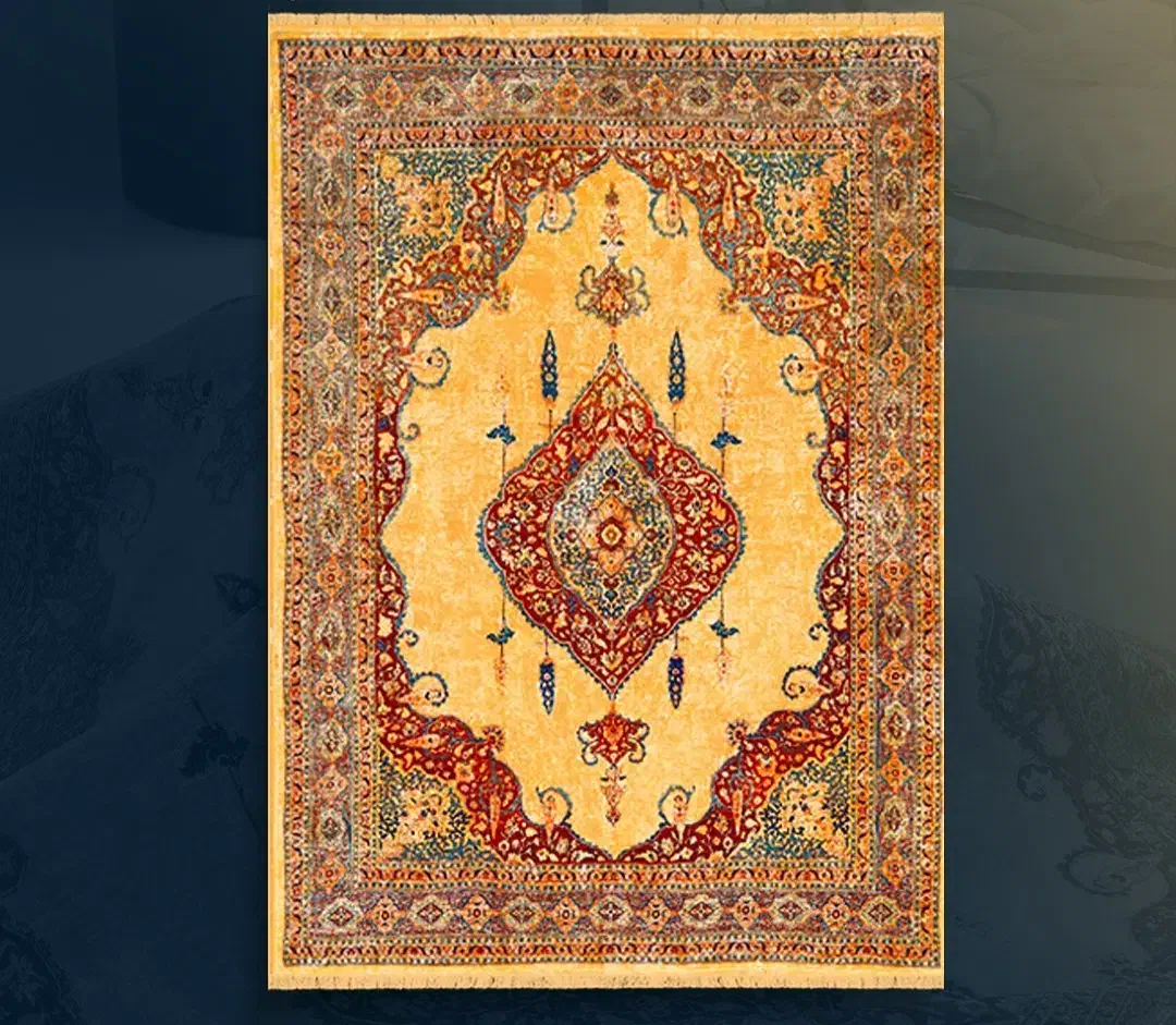 فرش ابریشمی نارنجی زرد|فرش|رشت, حومه رشت|دیوار