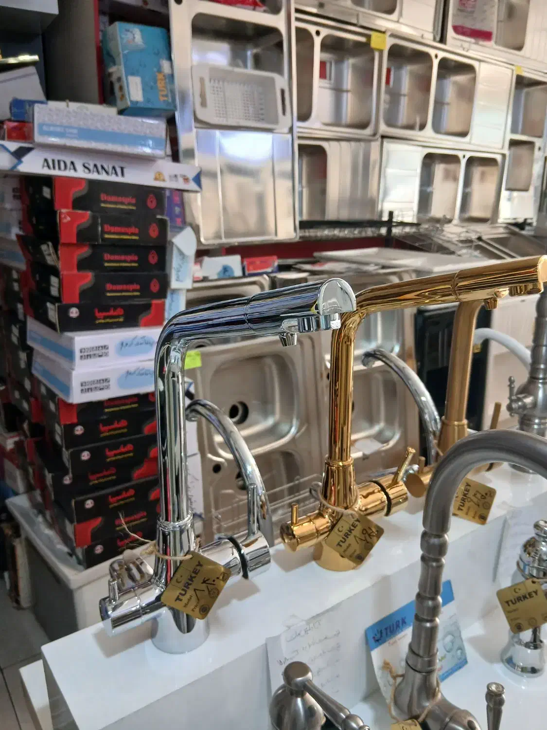 شیر ظرفشویی دوکاره فنری فلت طلایی کردم توالت|لوازم سرویس بهداشتی|قدس, شهرقدس|دیوار