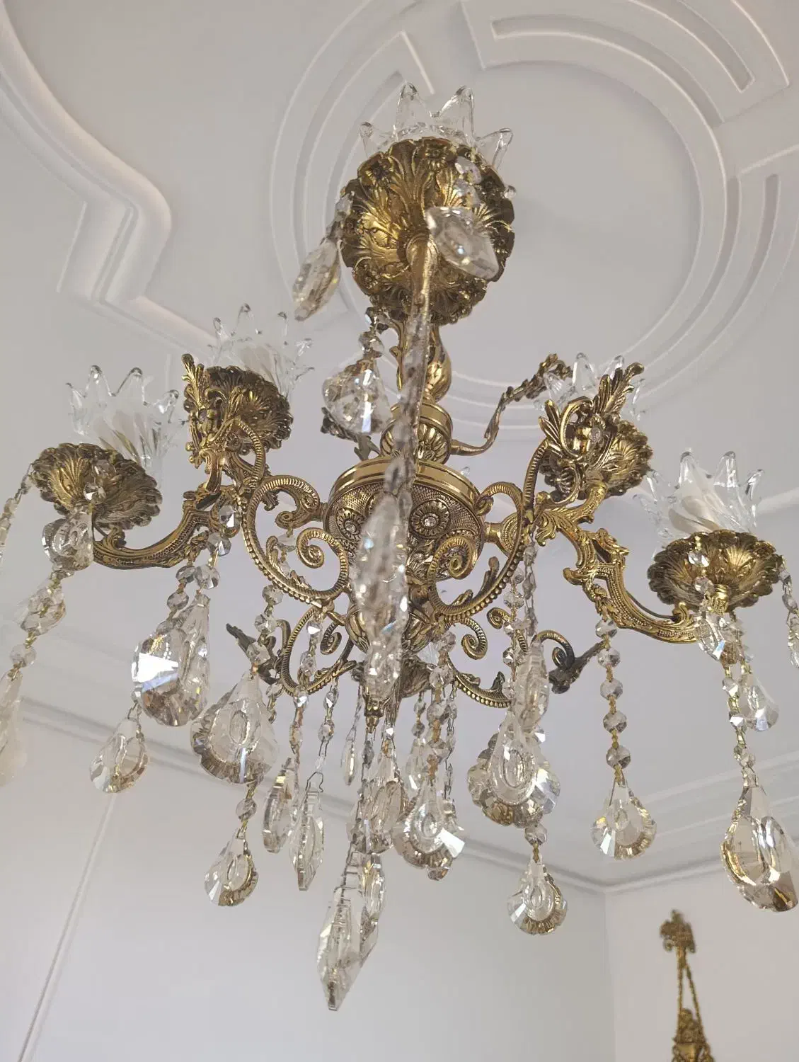 لوستر برنز اصل باساعت|لوستر و چراغ آویز|کنگاور, |دیوار