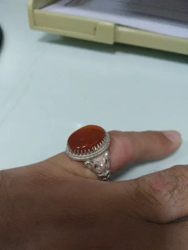 انگشتر نقره با نگین عقیق با کاغذ خرید|جواهرات|زرندیه, |دیوار