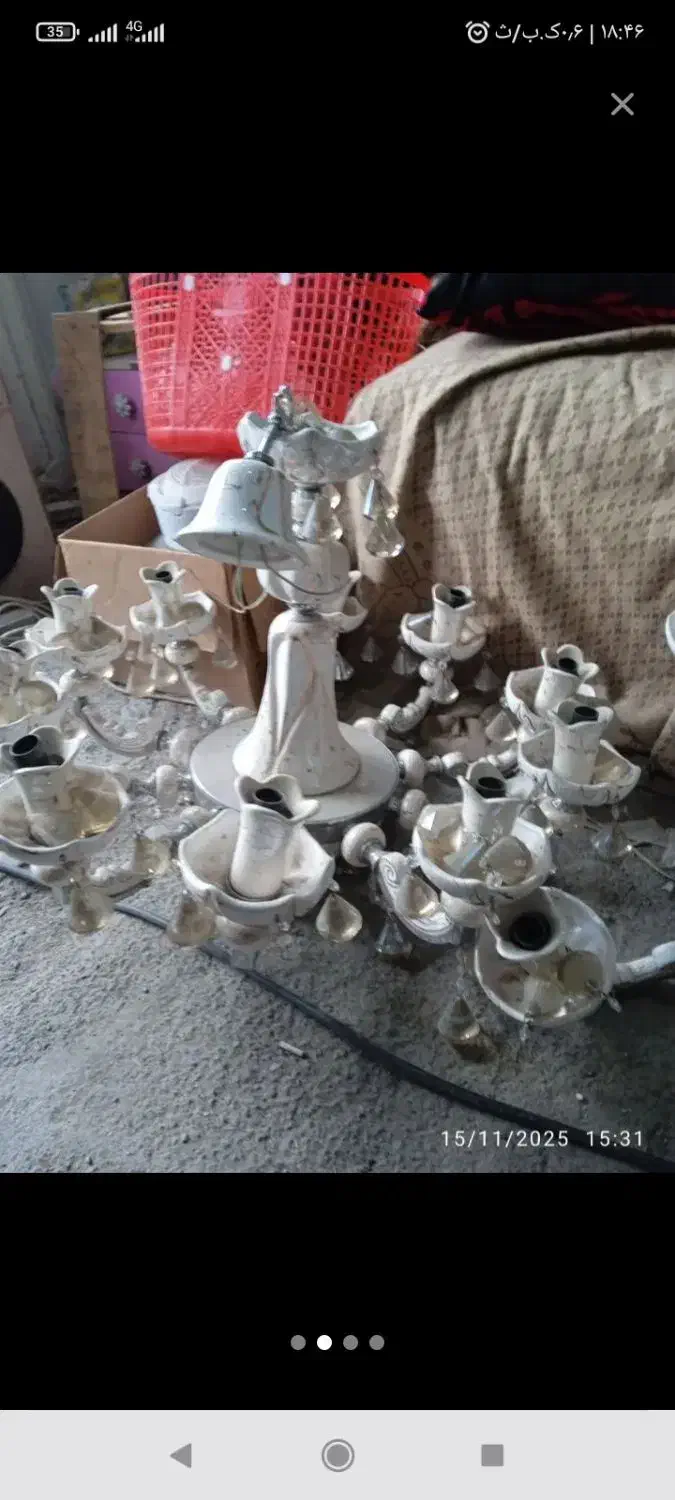 ۲عدد لوستر برنزو مخلوطی از برنز وچینی اصل|لوستر و چراغ آویز|ارومیه, |دیوار