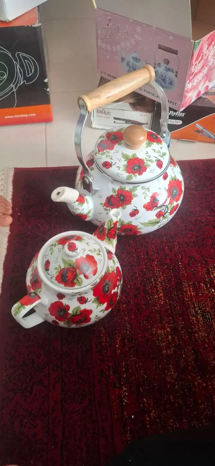 ست کتری قوری لعابی نو|قوری، کتری، قهوه‌ساز دستی|چابهار, |دیوار