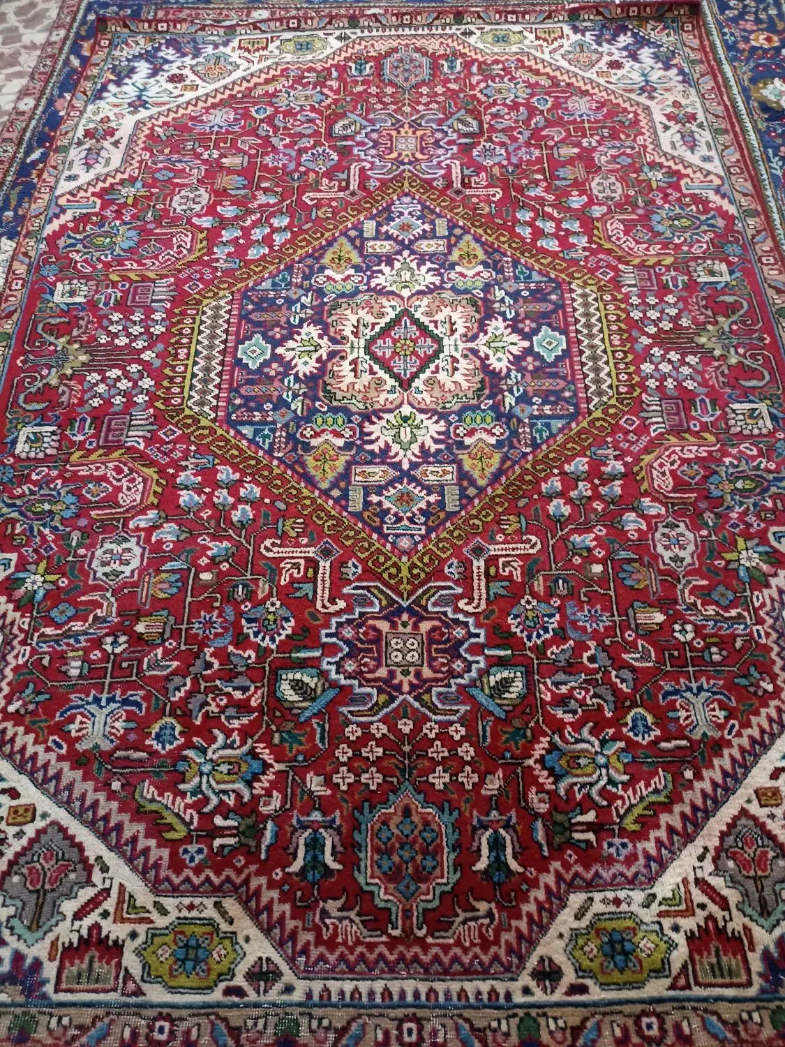 قبا آذرشهر لوزی مدل وینچ دستباف 1.60در2.35|فرش|تهران, آبشار|دیوار