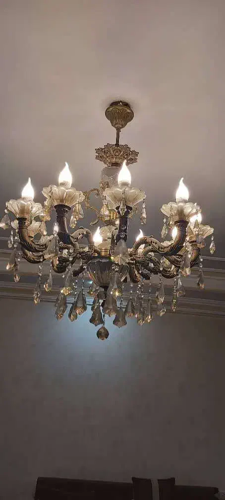 لوستر ۱۰ شاخه تمام برنج|لوستر و چراغ آویز|گرگان, |دیوار