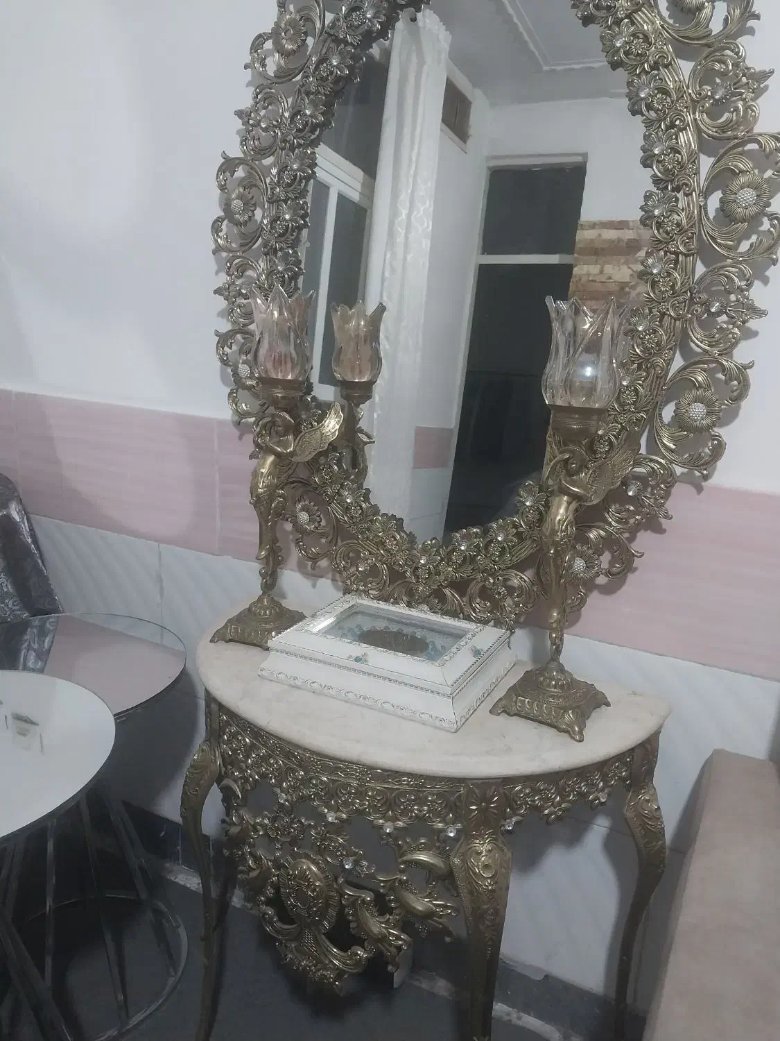 ست برنز درحد نو|بوفه، ویترین، کنسول|بوئین زهرا, |دیوار